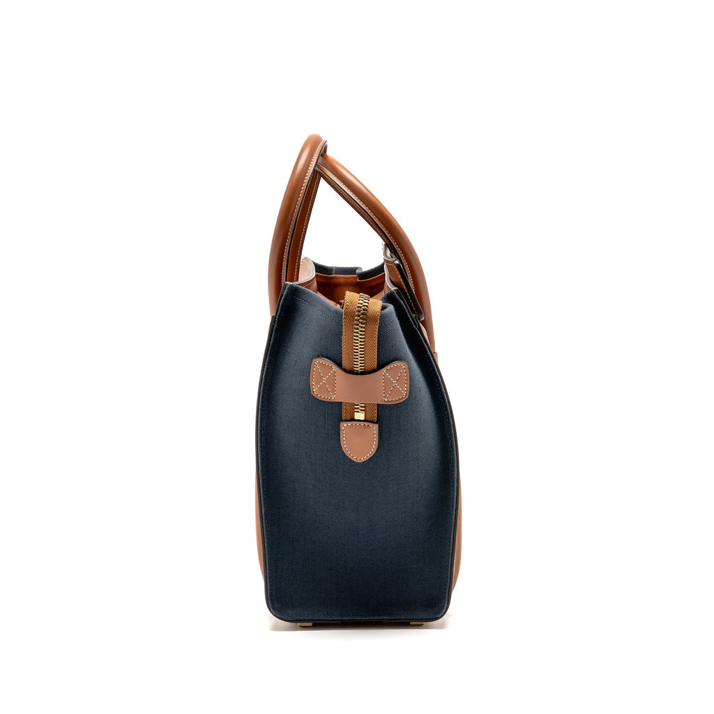 CELINE MICRO LUGGAGE BAG CALFSKIN/DENIM NAVY/TAN GHW