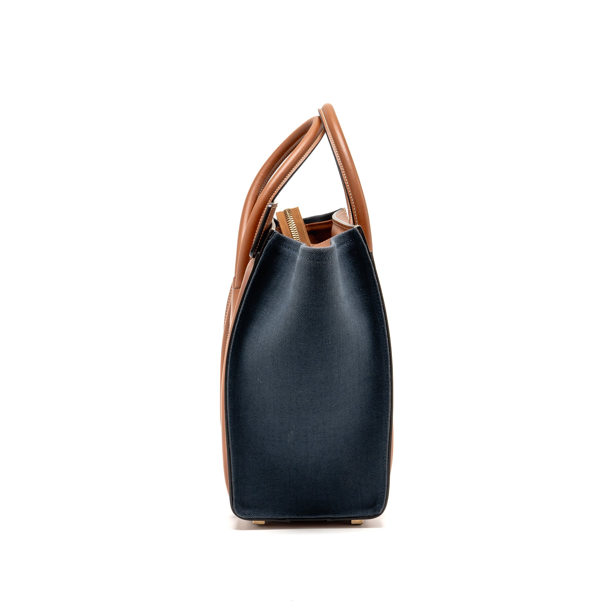 CELINE MICRO LUGGAGE BAG CALFSKIN/DENIM NAVY/TAN GHW