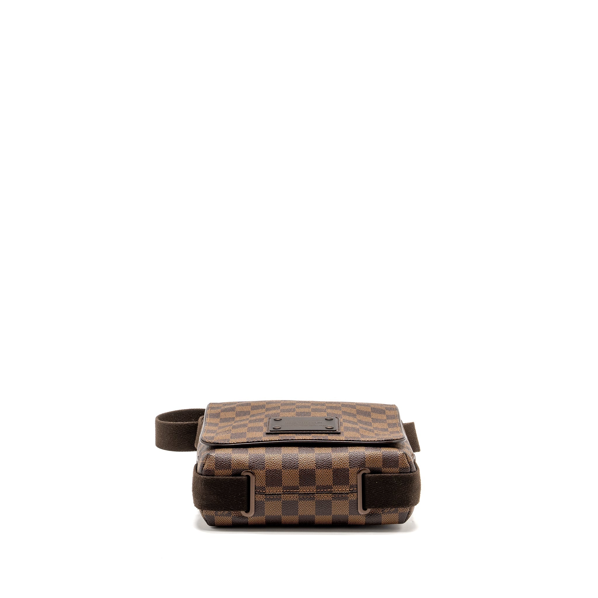 LOUIS VUITTON BROOKLYN PM MESSENGER BAG DAMIER EBENE CANVAS BROWN HARDWARE