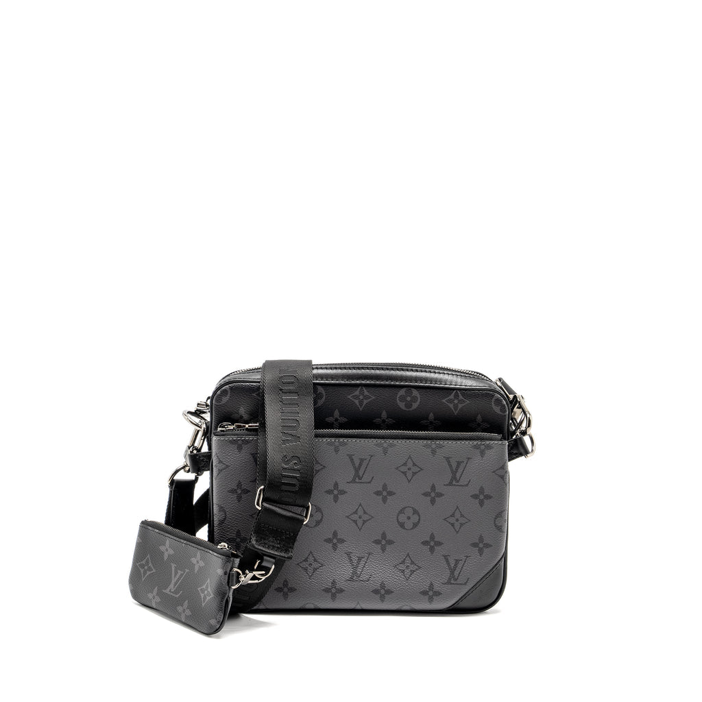 LOUIS VUITTON TRIO MESSANGER MONOGRAM ECLIPSE CANVAS BLACK/GREY WITH BLACK HARDWARE