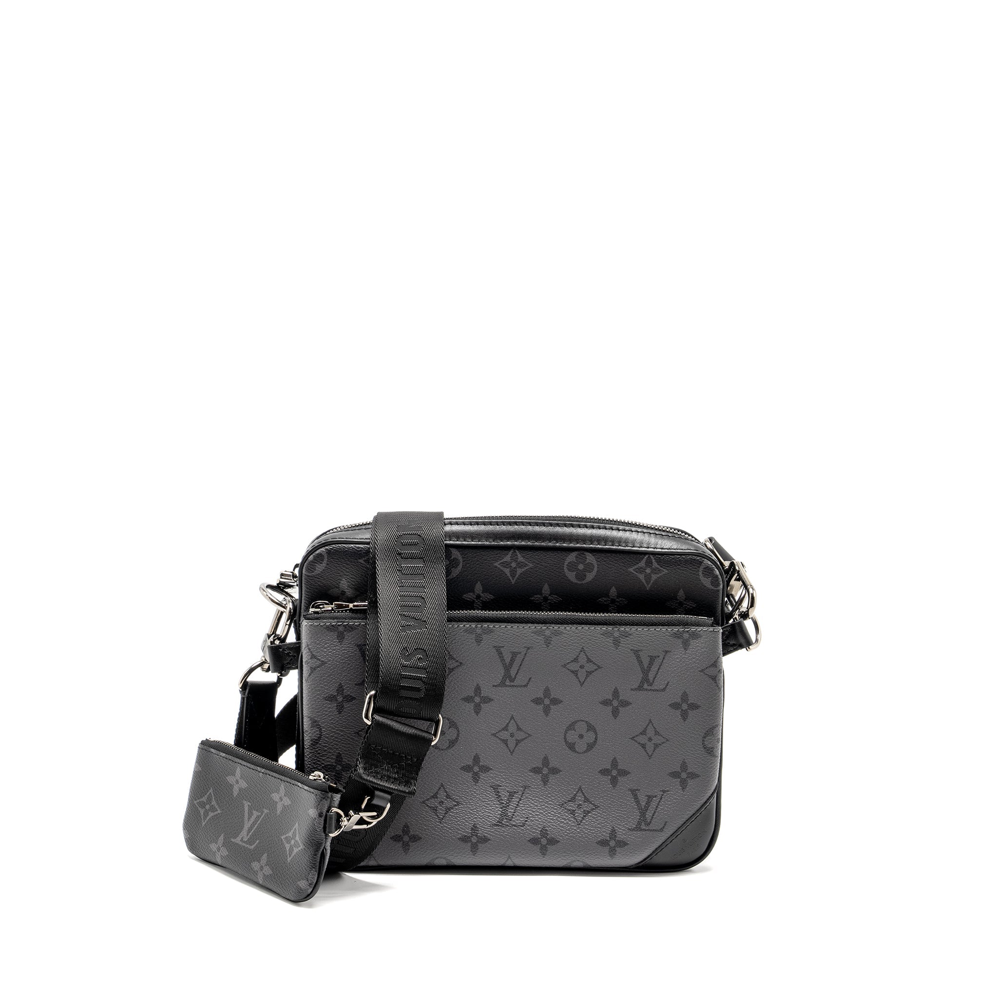 LOUIS VUITTON TRIO MESSANGER MONOGRAM ECLIPSE CANVAS BLACK/GREY WITH BLACK HARDWARE
