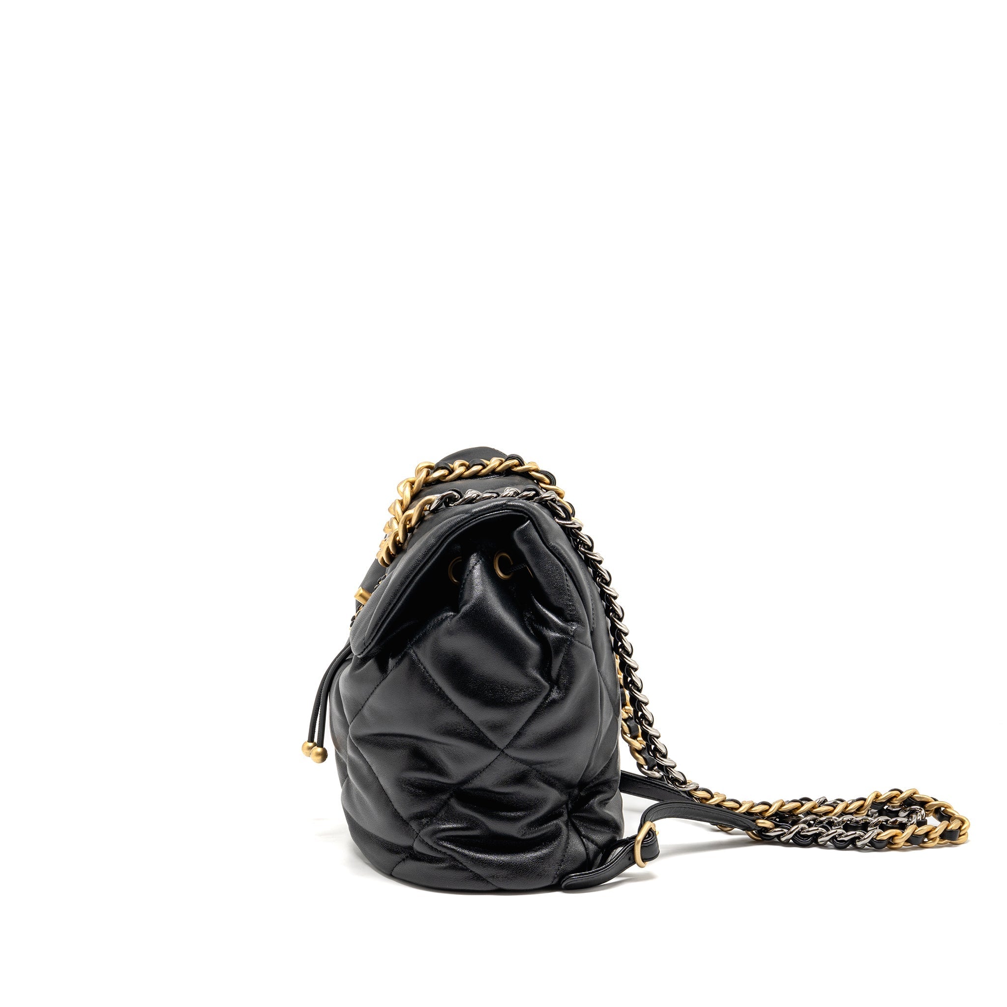 CHANEL 24C 19 BACKPACK LAMBSKIN BLACK MULTICOLOUR HARDWARE (MICROCHIP)