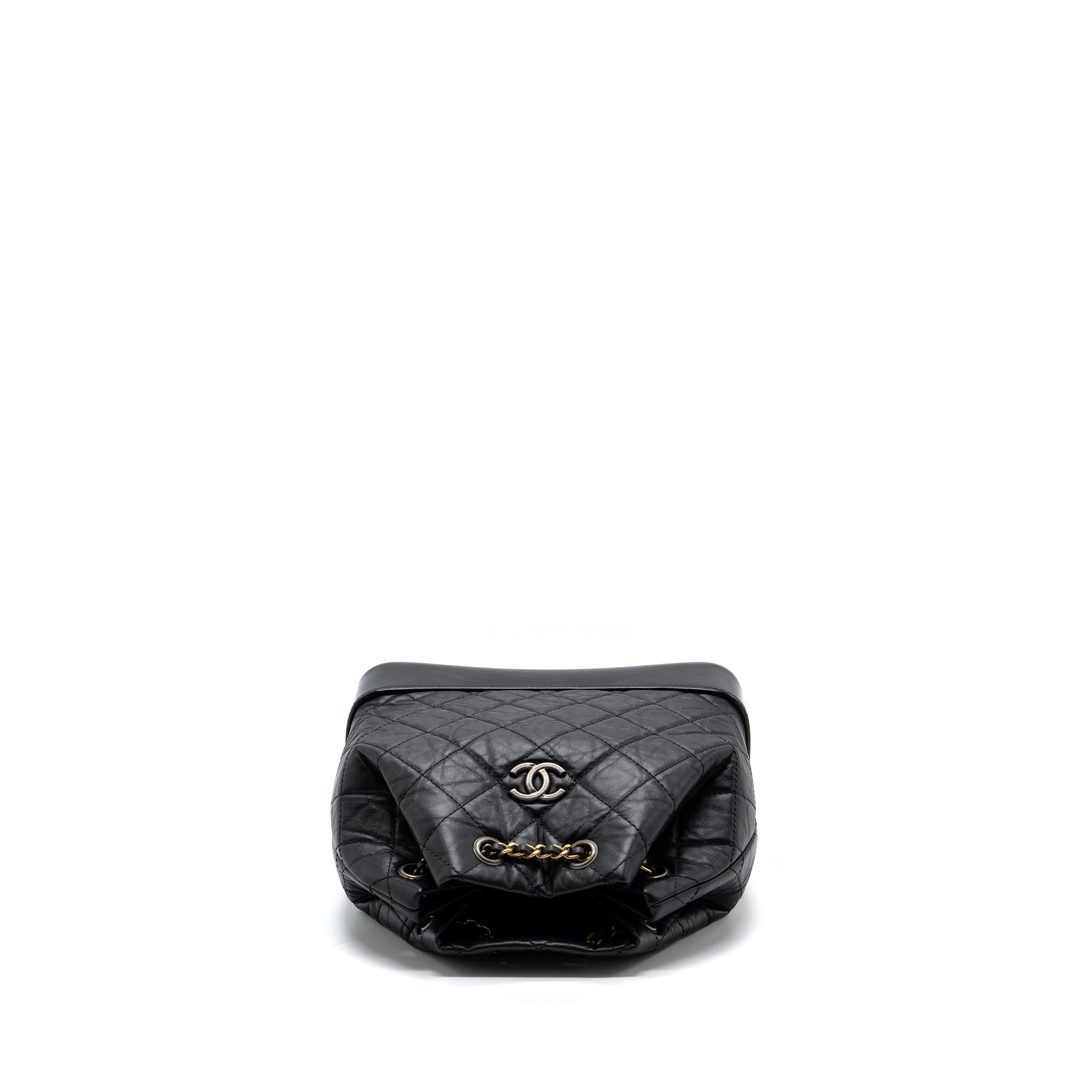 CHANEL SMALL GABRIELLE BACKPACK AGED CALFSKIN BLACK MULTICOLOUR HARDWARE