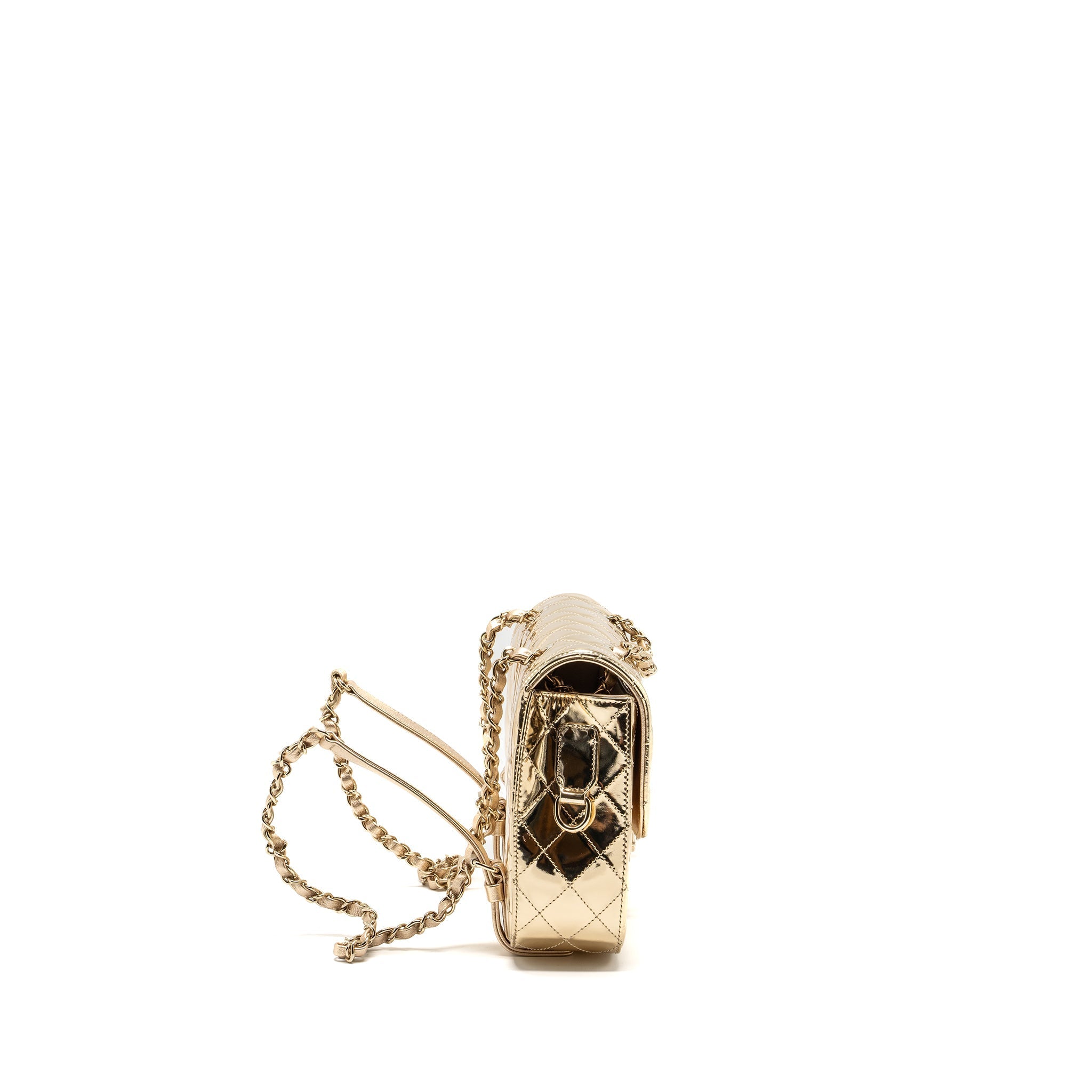 CHANEL 24C BACKPACK WITH STAR PATENT GOLD LGHW (MICROCHIP)