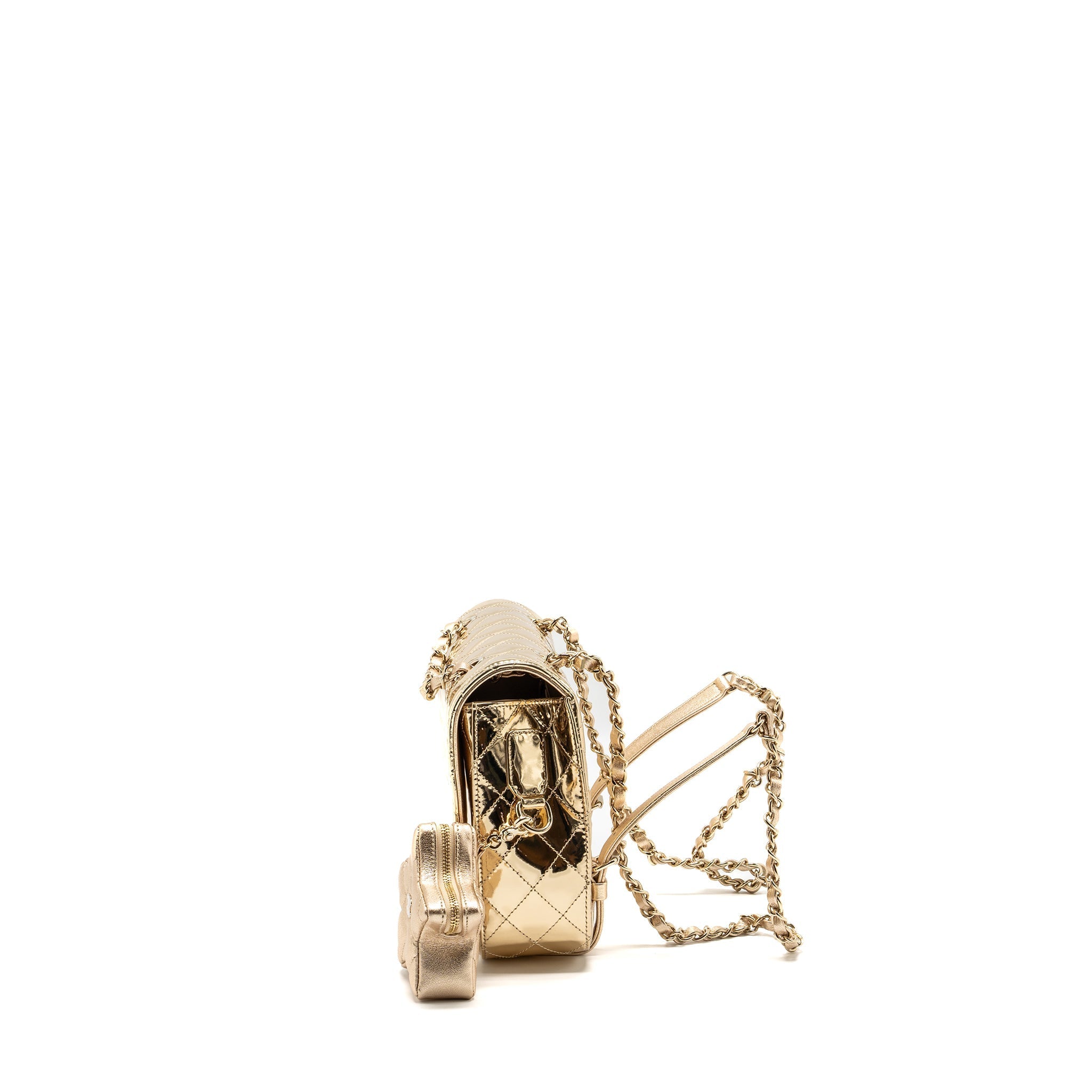 CHANEL 24C BACKPACK WITH STAR PATENT GOLD LGHW (MICROCHIP)