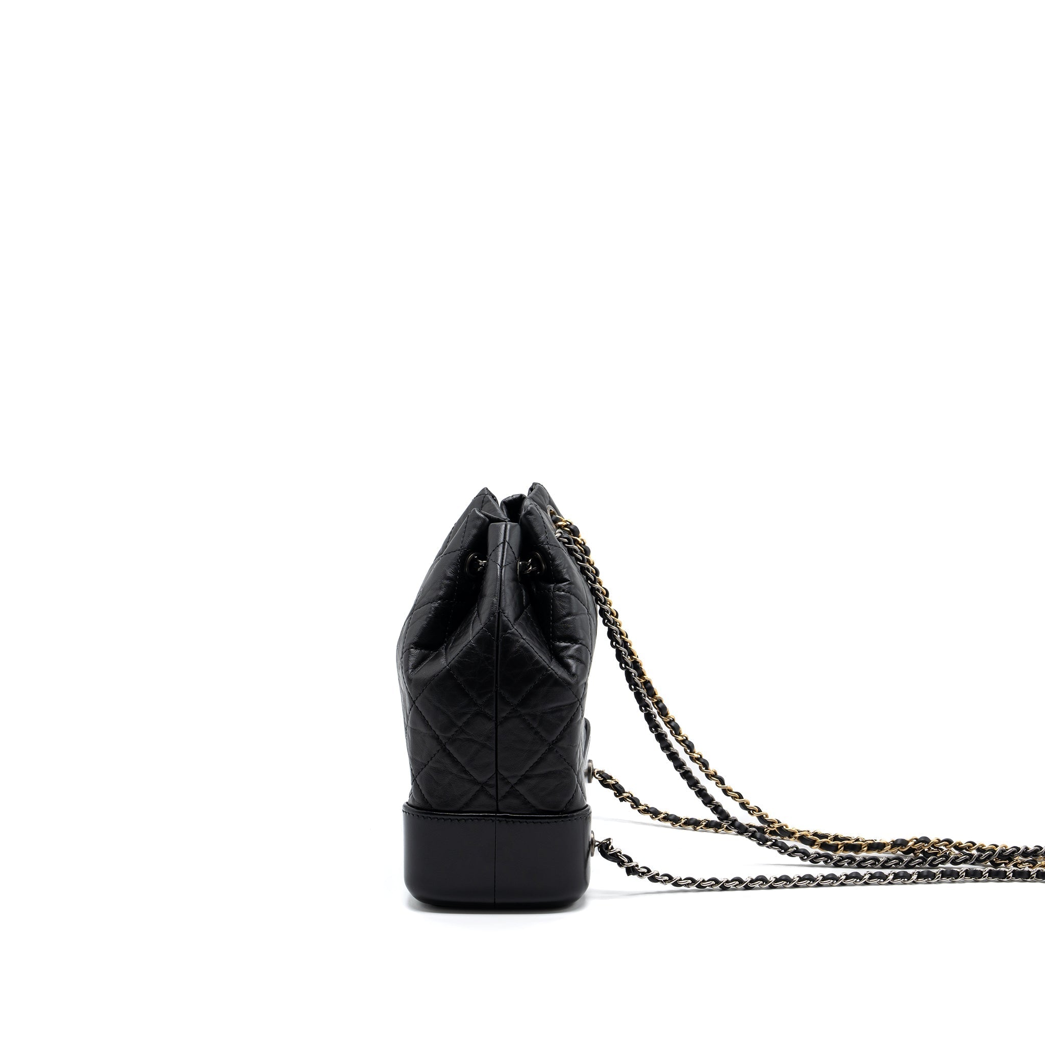 CHANEL SMALL GABRIELLE BACKPACK AGED CALFSKIN BLACK MULTICOLOUR HARDWARE