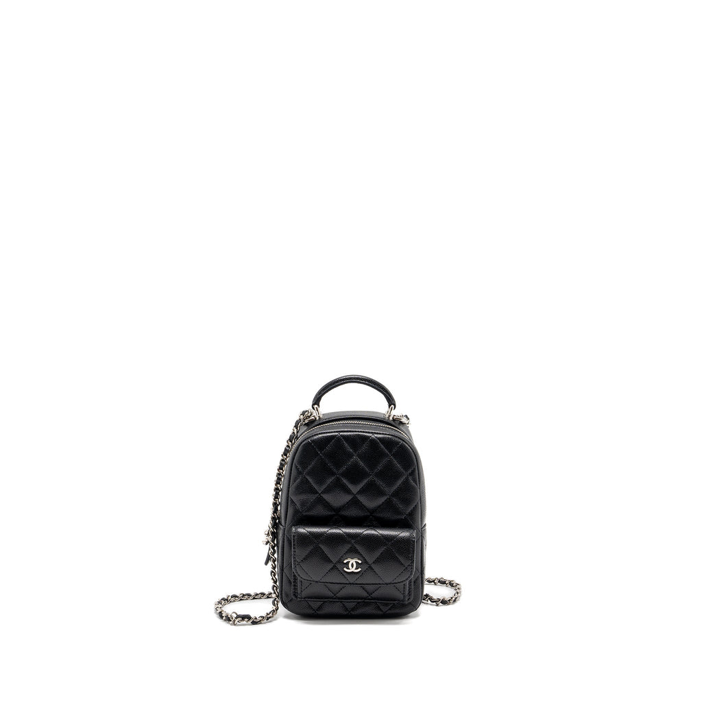 CHANEL 24C MINI BACKPACK/CROSSBODY BAG CAVIAR BLACK SHW(MICROCHIP)
