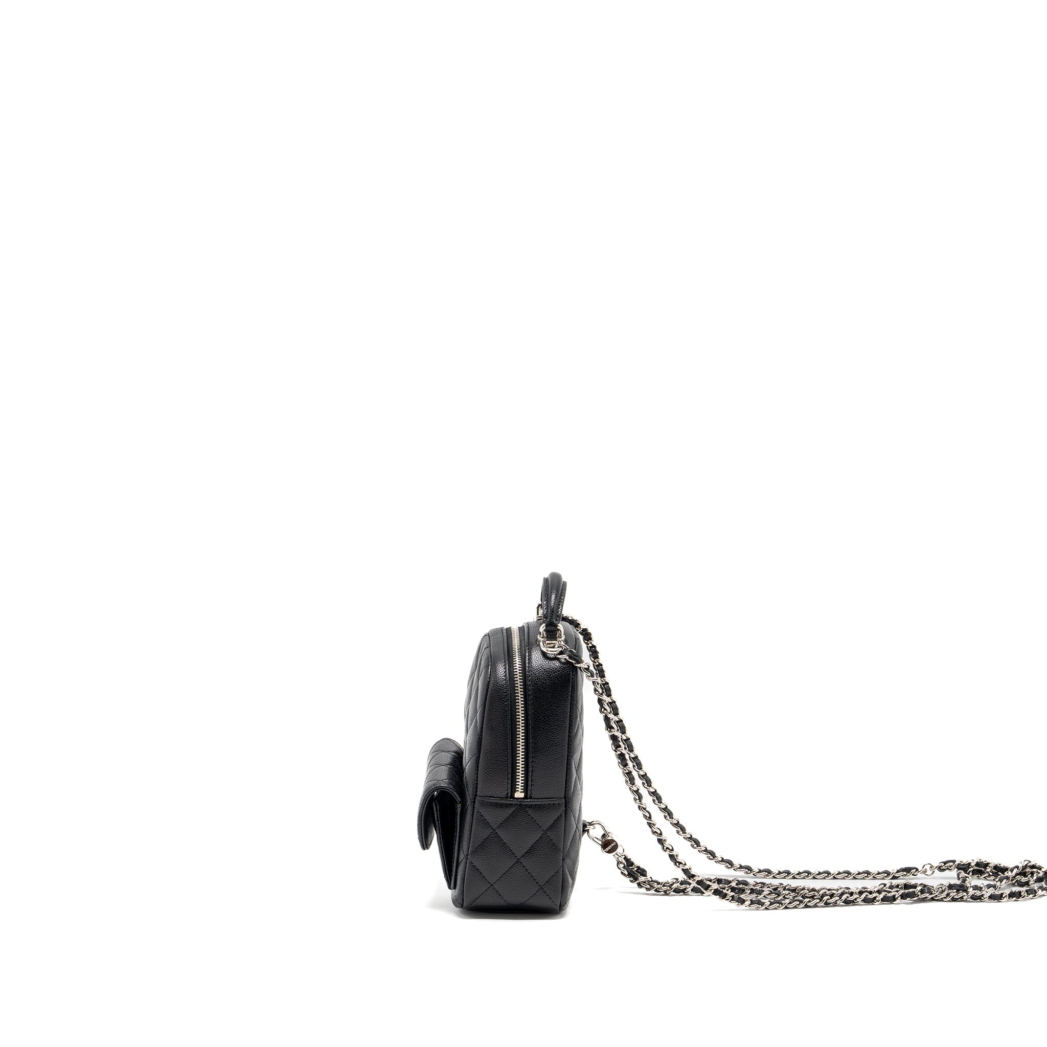 CHANEL 24C MINI BACKPACK/CROSSBODY BAG CAVIAR BLACK SHW(MICROCHIP)