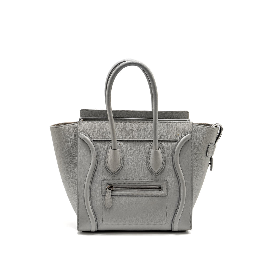 CELINE MICRO LUGGAGE BAG CALFSKIN LIGHT GREY SHW