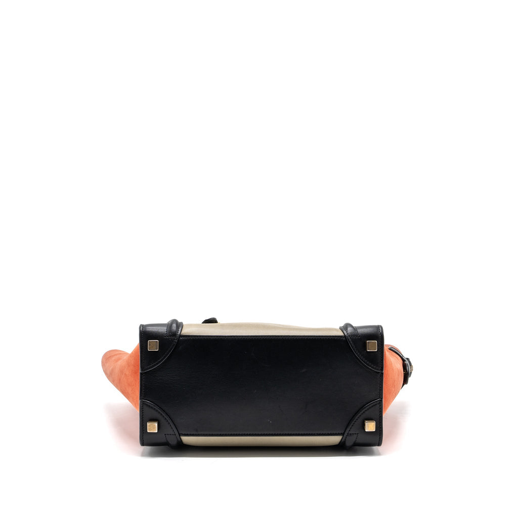CELINE MICRO LUGGAGE CALFSKIN / SUEDE LEATHER MULTICOLOUR GHW