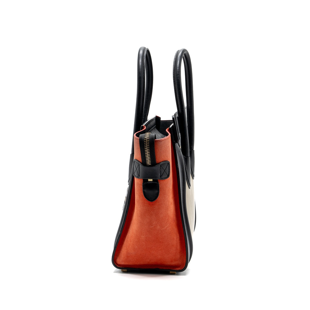 CELINE MICRO LUGGAGE CALFSKIN / SUEDE LEATHER MULTICOLOUR GHW