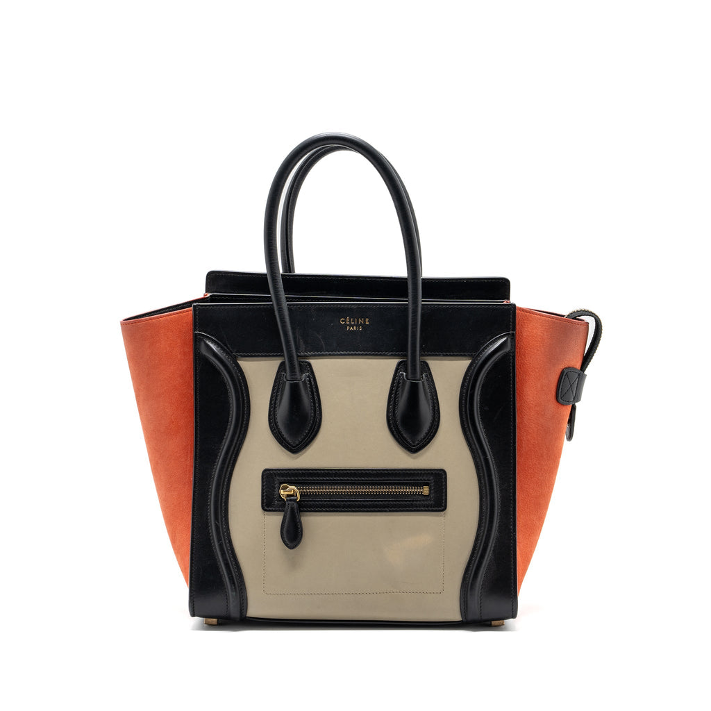CELINE MICRO LUGGAGE CALFSKIN / SUEDE LEATHER MULTICOLOUR GHW
