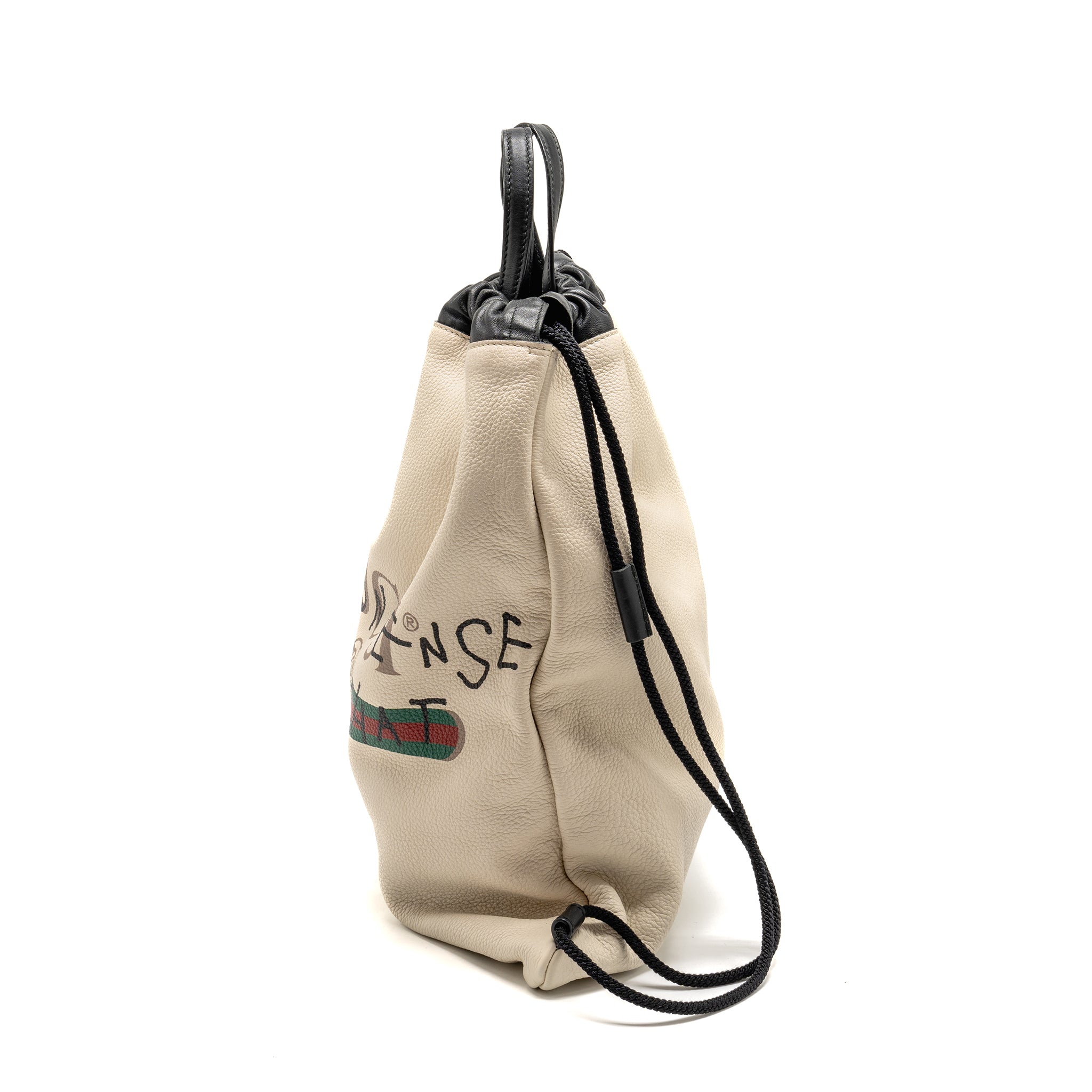 GUCCI DRAWSTRING BACKPACK CALFSKIN WHITE / BLACK