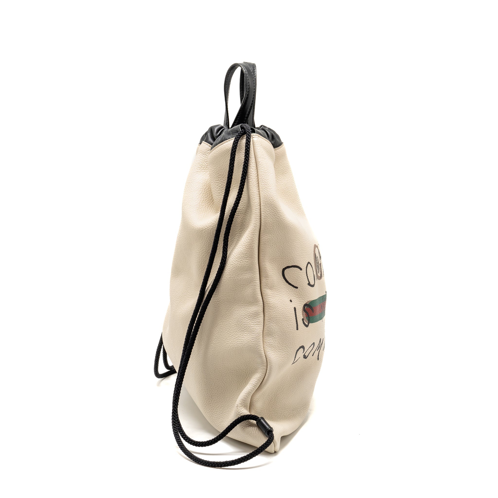 GUCCI DRAWSTRING BACKPACK CALFSKIN WHITE / BLACK