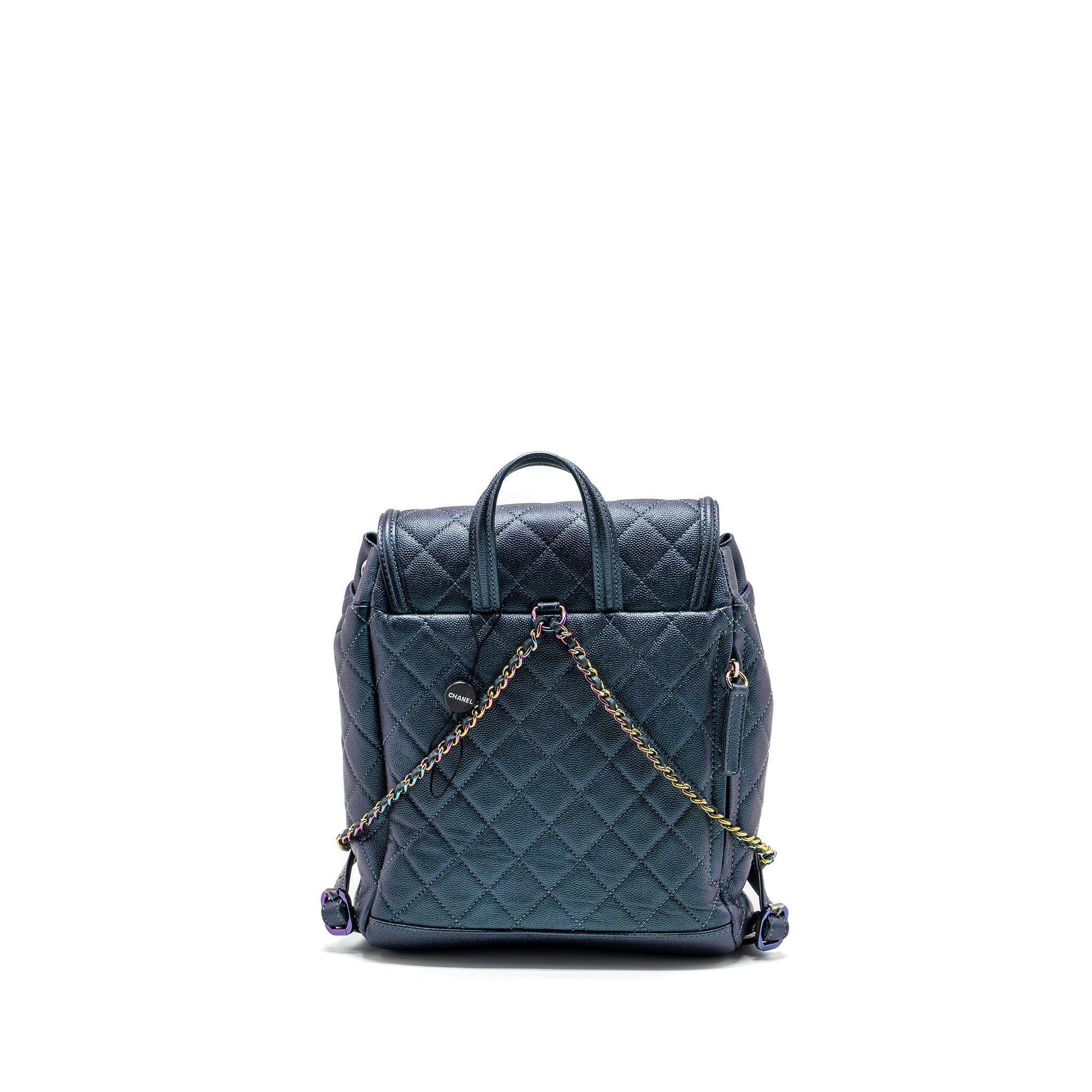 CHANEL 18B FILIGREE BACKPACK CAVIAR IRIDESCENT DARK TURQUOISE MULTICOLOUR HARDWARE