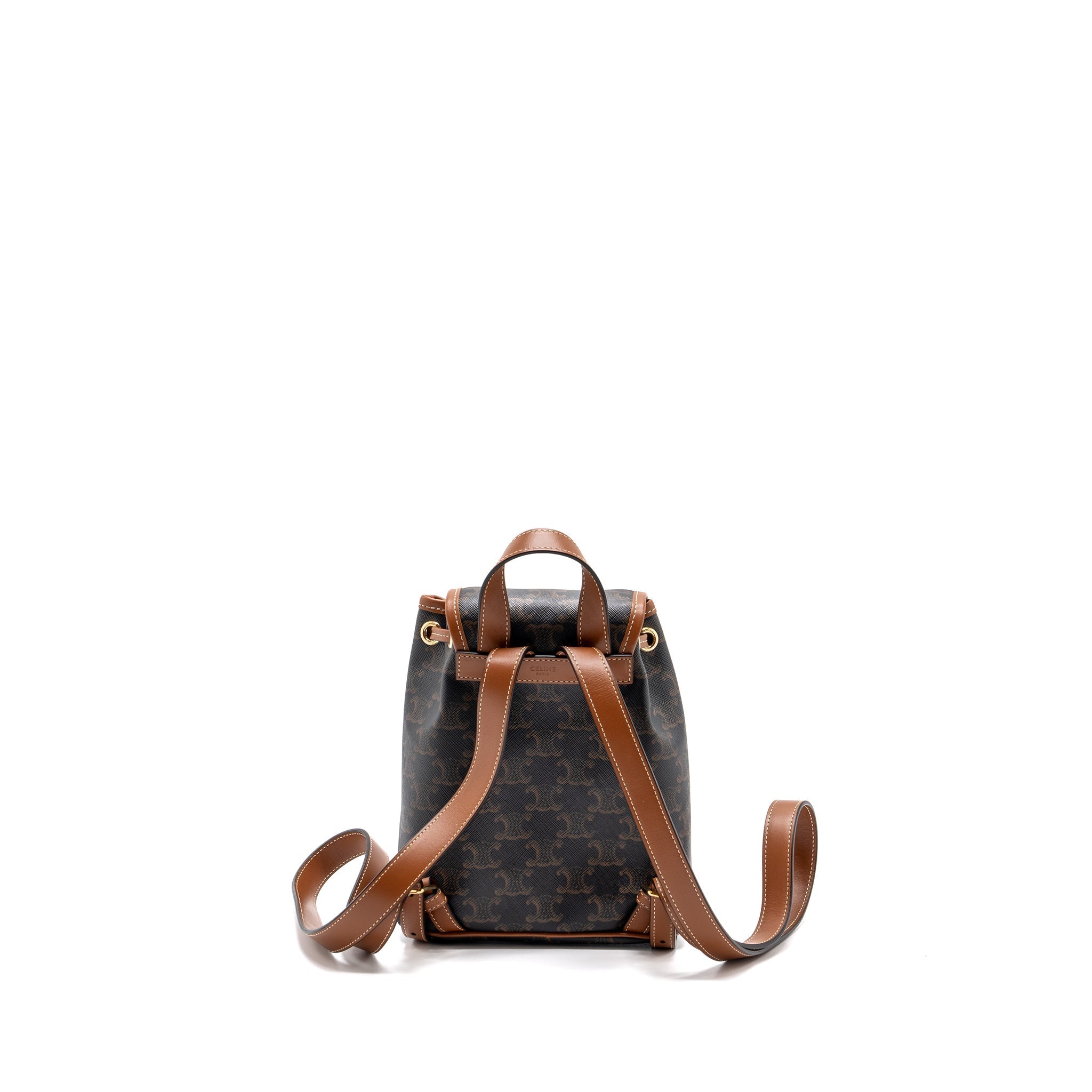 CELINE MINI BACKPACK FOLCO TRIOMPHE CANVAS CALFSKIN TAN GHW