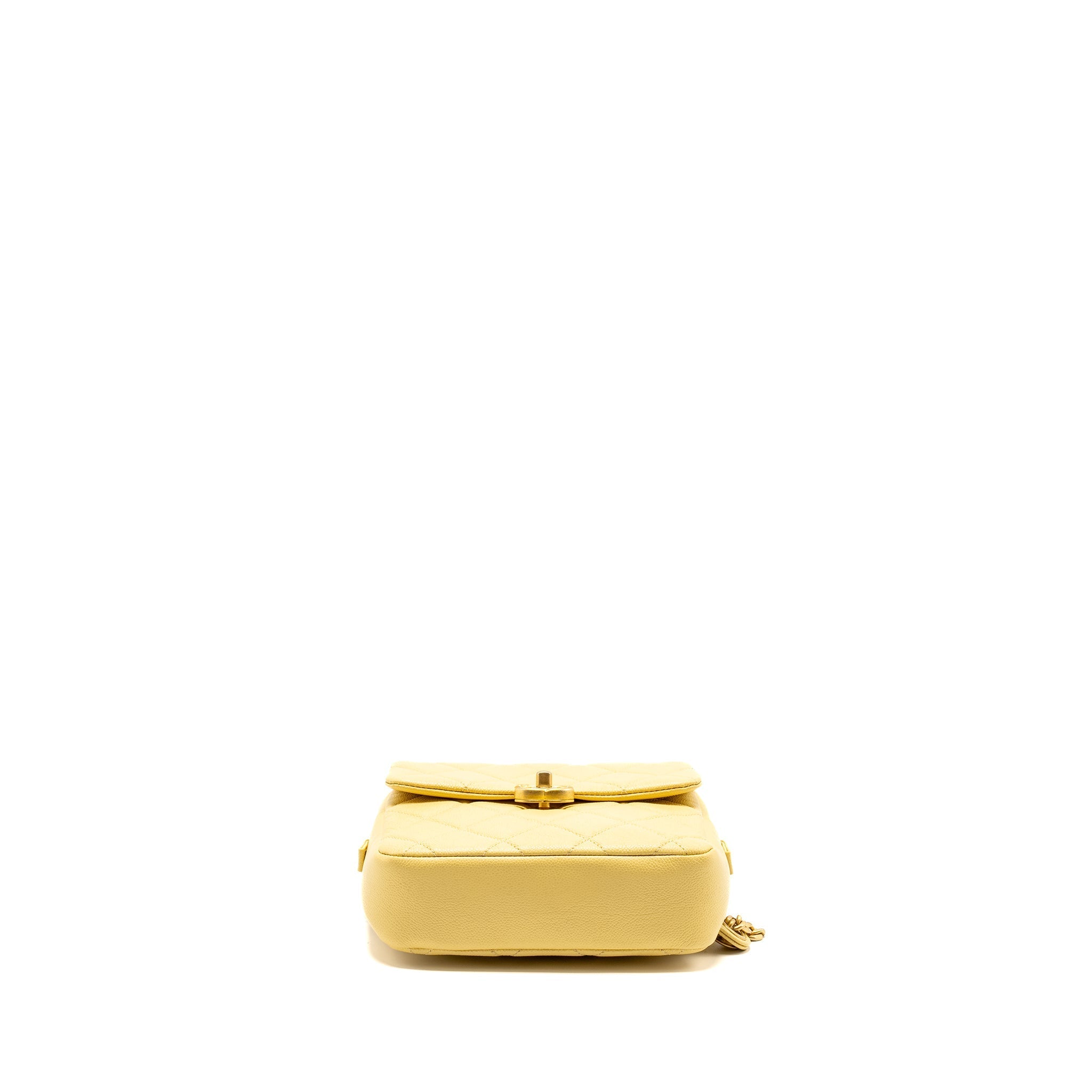 CHANEL 22P QUILTED FLAP BACKPACK CAVIAR LIGHT YELLOW GHW (MICROCHIP)