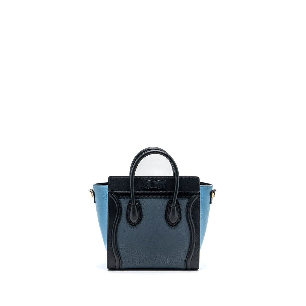 CELINE NANO LUGGAGE BAG MULTI COLOUR BLUE/DARK BLUE/BLACK GHW