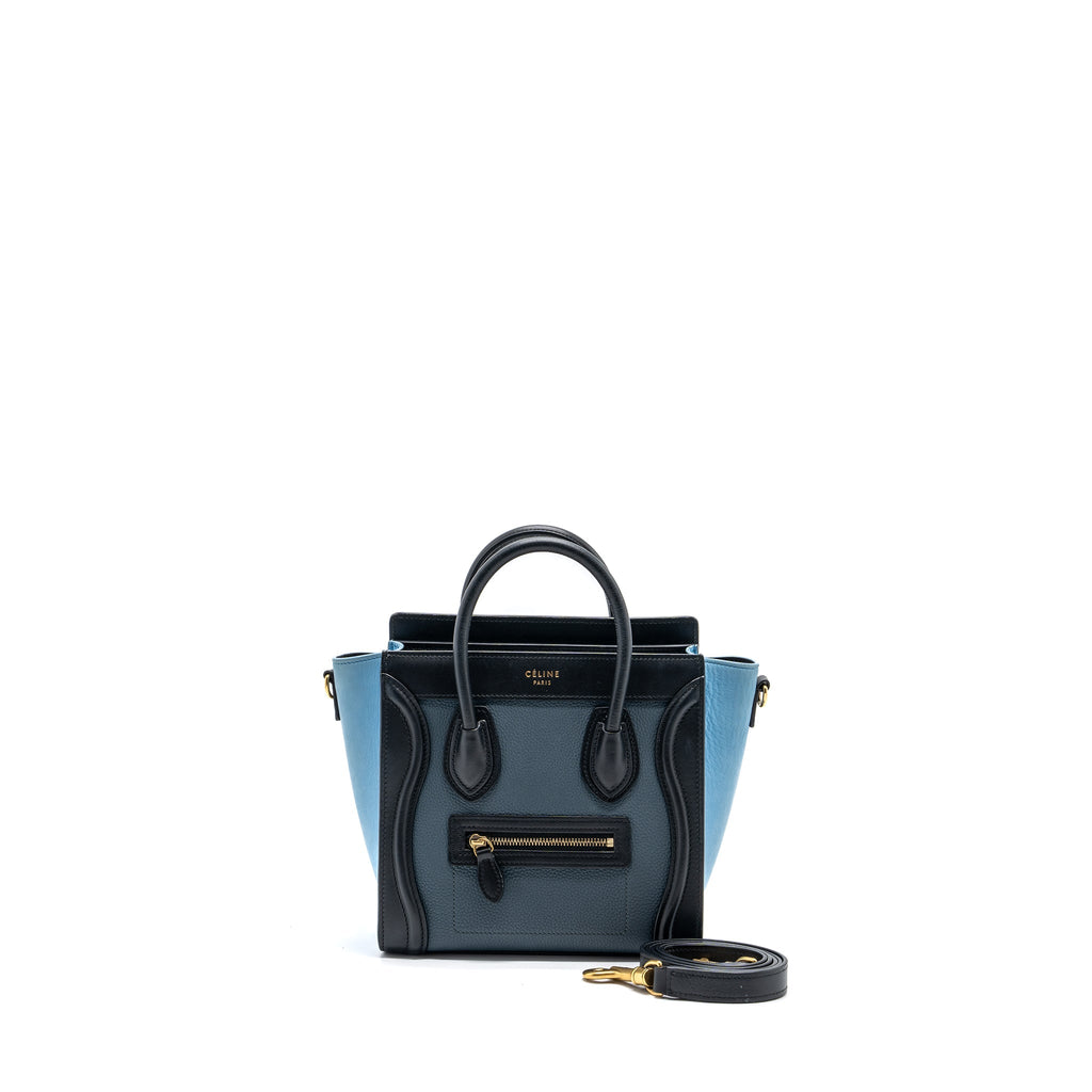 CELINE NANO LUGGAGE BAG MULTI COLOUR BLUE/DARK BLUE/BLACK GHW