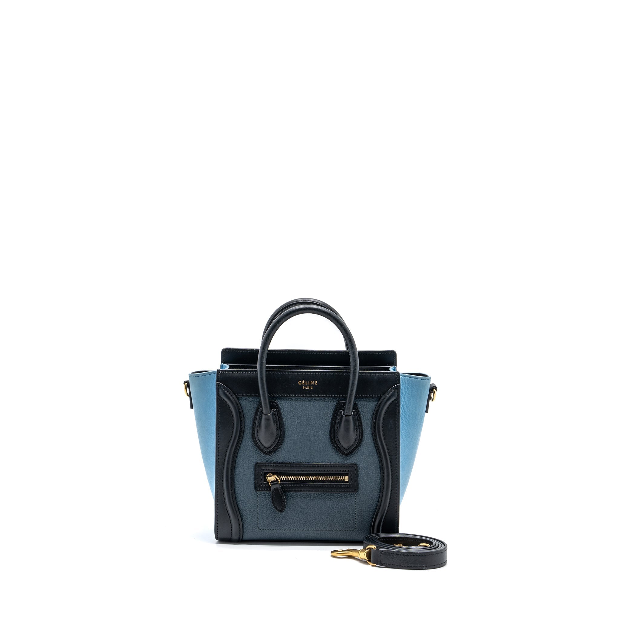 CELINE NANO LUGGAGE BAG MULTI COLOUR BLUE/DARK BLUE/BLACK GHW