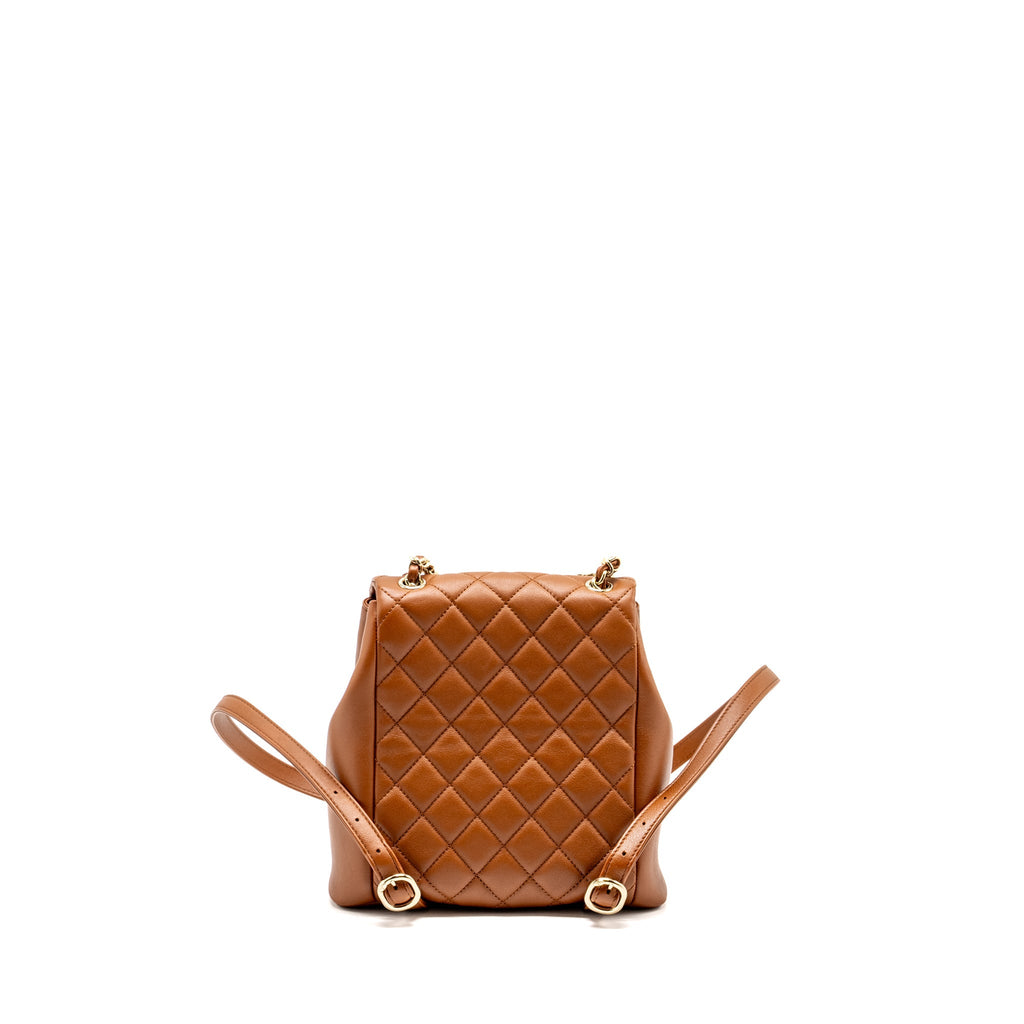 CHANEL 23A TRIPLE PACK BACKPACK CALFSKIN CARAMEL LGHW (MICROCHIP)
