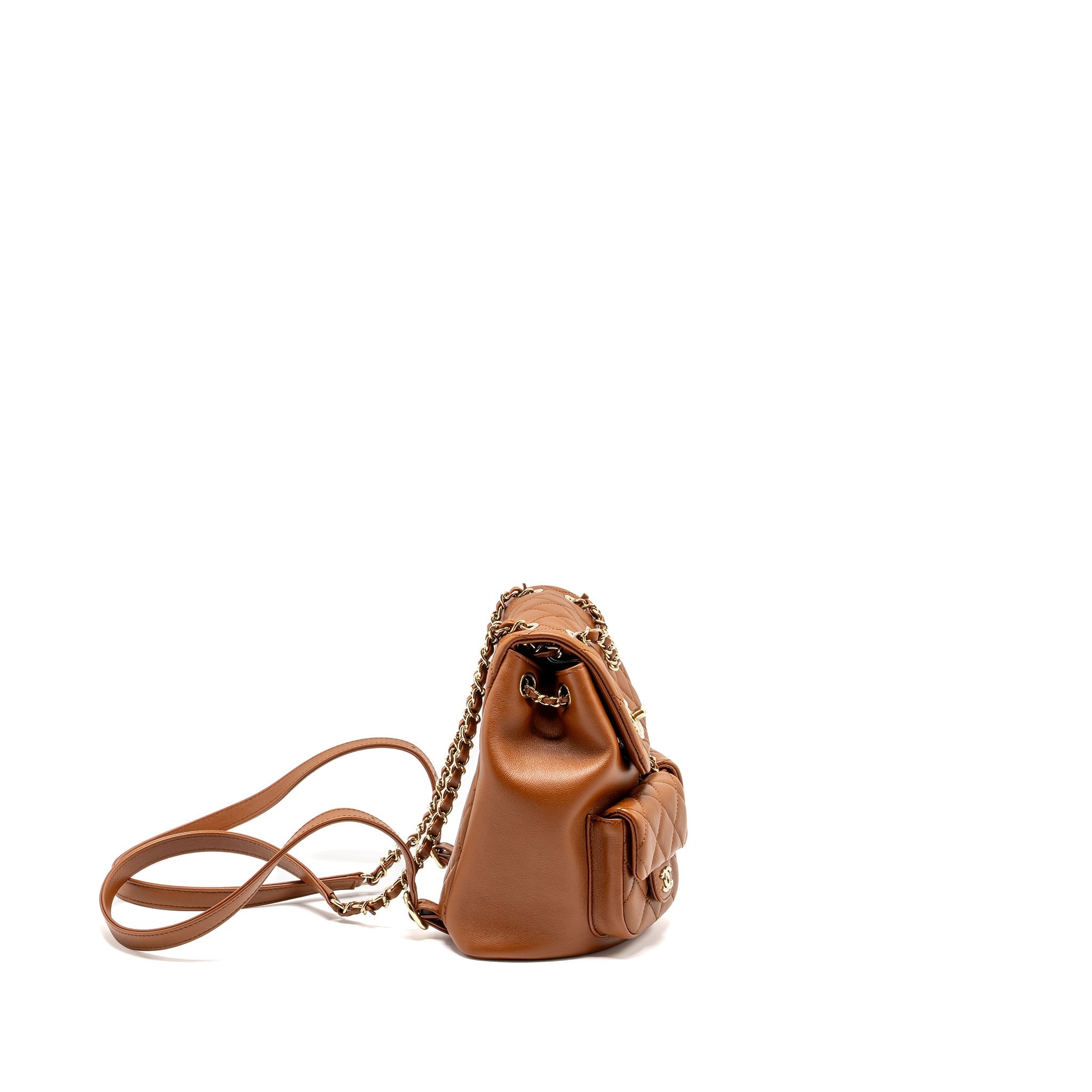 CHANEL 23A TRIPLE PACK BACKPACK CALFSKIN CARAMEL LGHW (MICROCHIP)