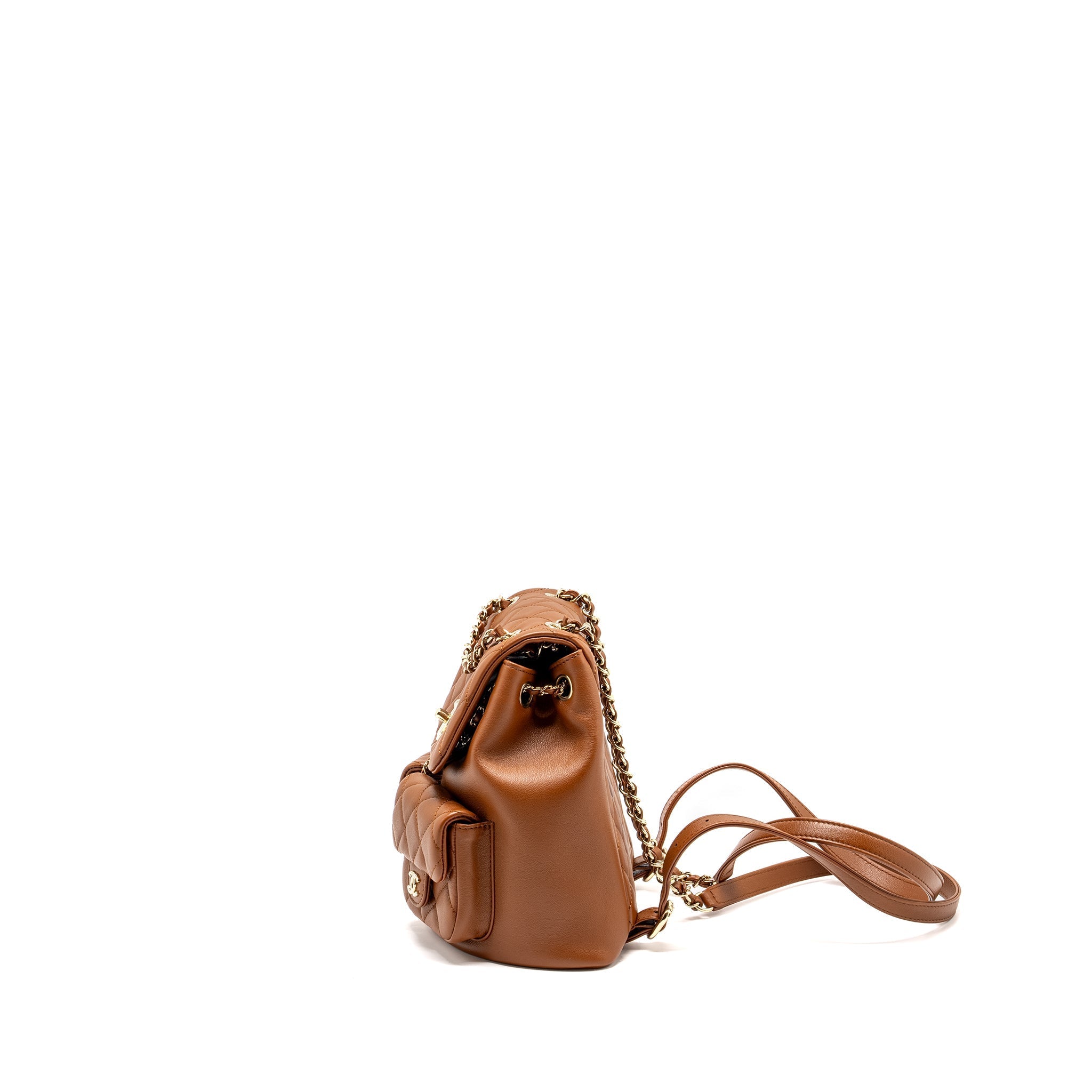 CHANEL 23A TRIPLE PACK BACKPACK CALFSKIN CARAMEL LGHW (MICROCHIP)