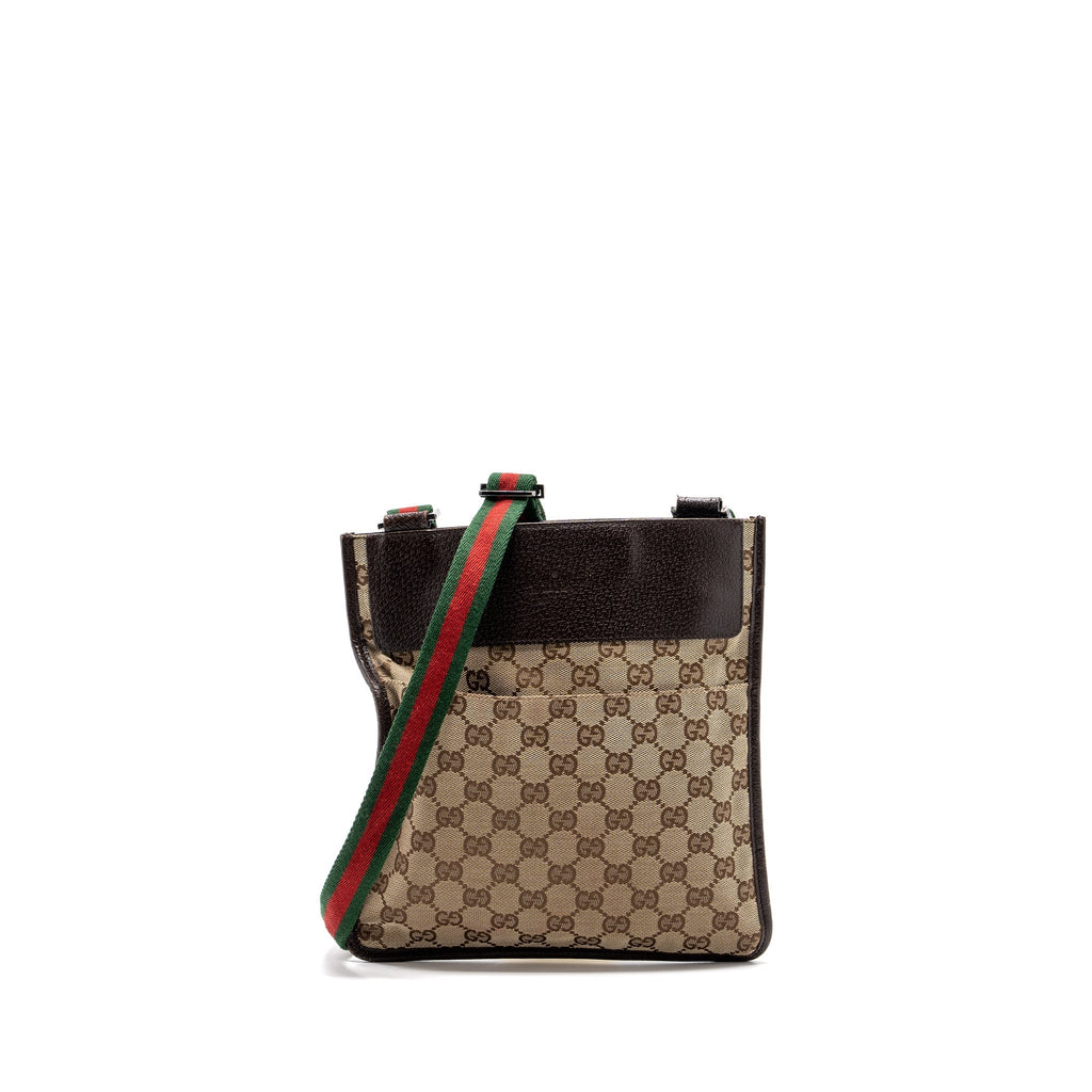 GUCCI MESSENGER BAG GG SUPREME CANVAS/LEATHER BROWN/GREEN/RED SHW