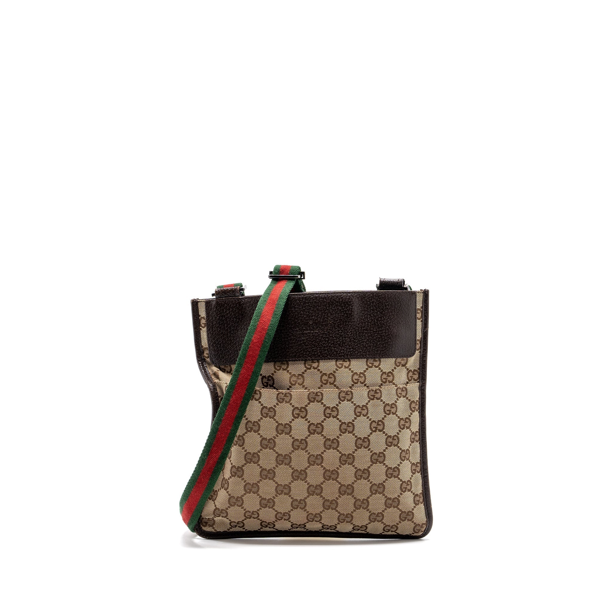 GUCCI MESSENGER BAG GG SUPREME CANVAS/LEATHER BROWN/GREEN/RED SHW
