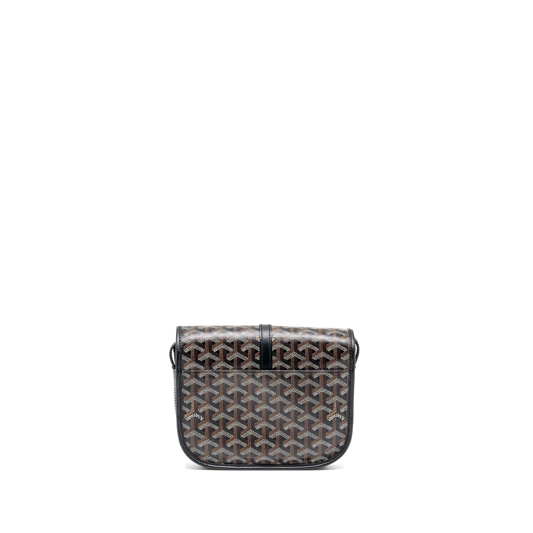 GOYARD BELVEDERE PM MESSENGER BAG GOYARDLINE CANVAS / CALFSKIN BLACK SHW