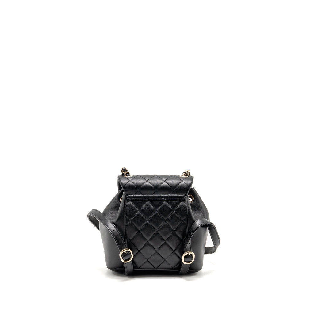 CHANEL 24P MINI DUMA BACKPACK CALFSKIN BLACK LGHW (MICROCHIP)