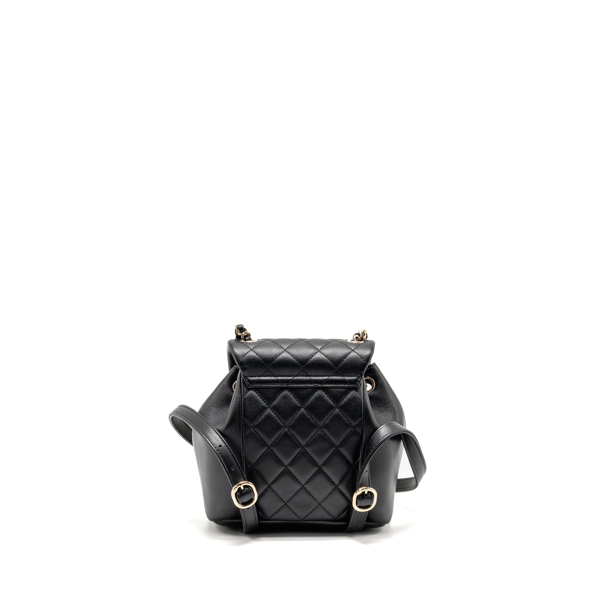 CHANEL 24P MINI DUMA BACKPACK CALFSKIN BLACK LGHW (MICROCHIP)