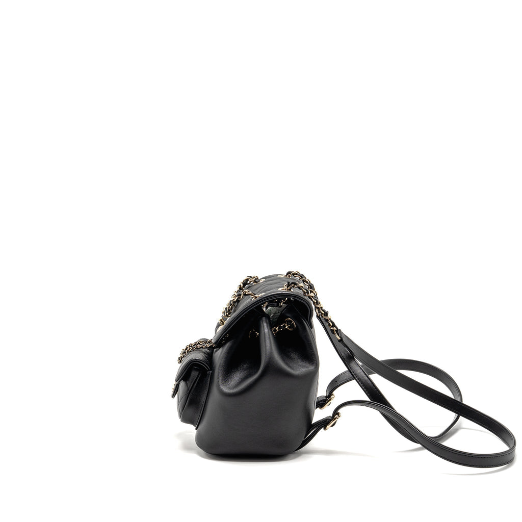 CHANEL 24P MINI DUMA BACKPACK CALFSKIN BLACK LGHW (MICROCHIP)