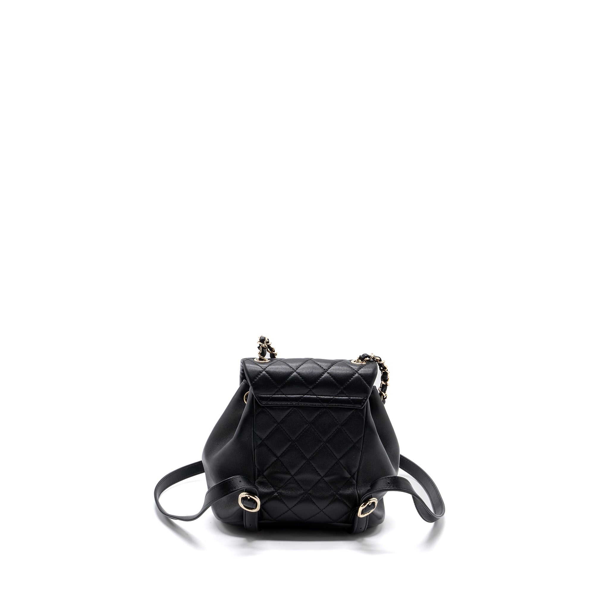 CHANEL MINI DUMA BACKPACK LAMBSKIN BLACK LGHW (MICROCHIP)