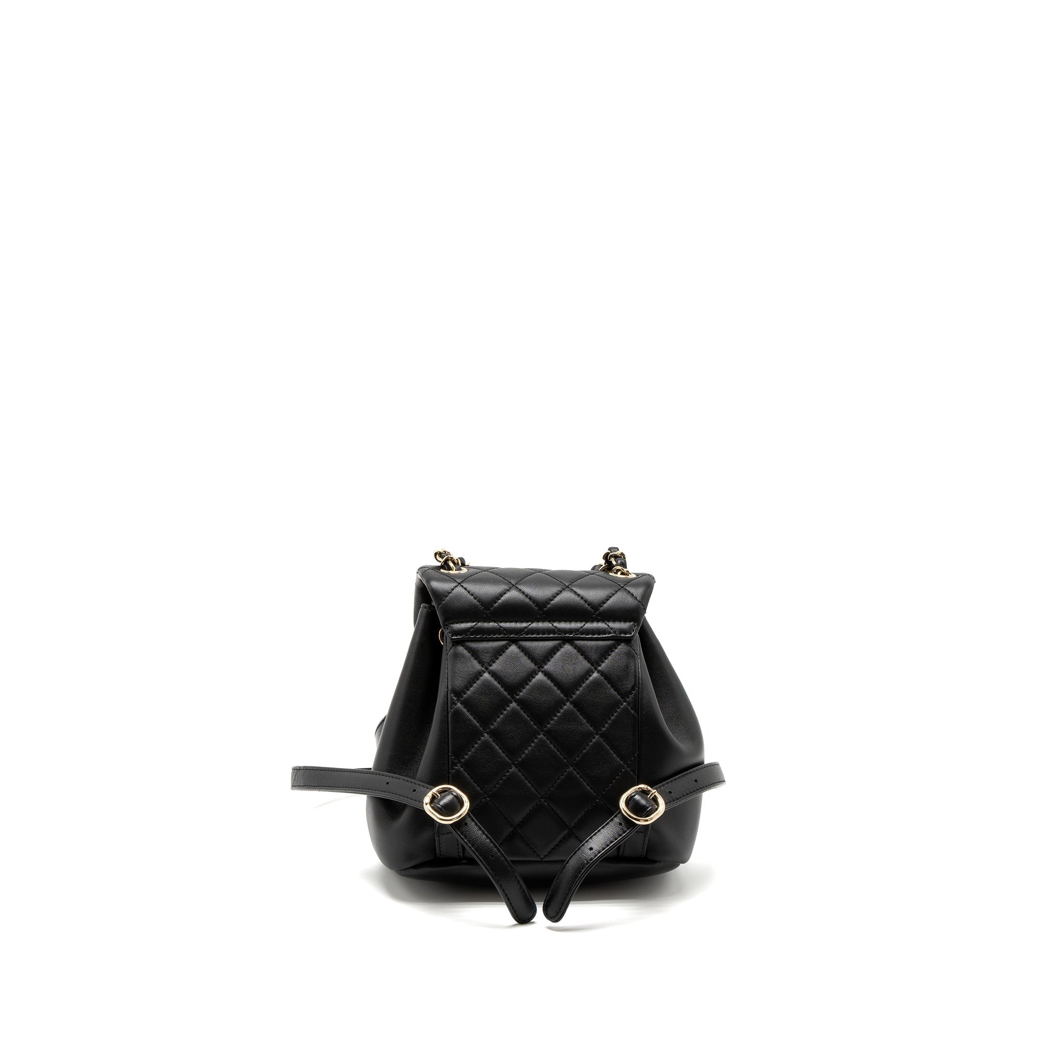 CHANEL MINI DUMA BACKPACK LAMBSKIN BLACK LGHW (MICROCHIP)