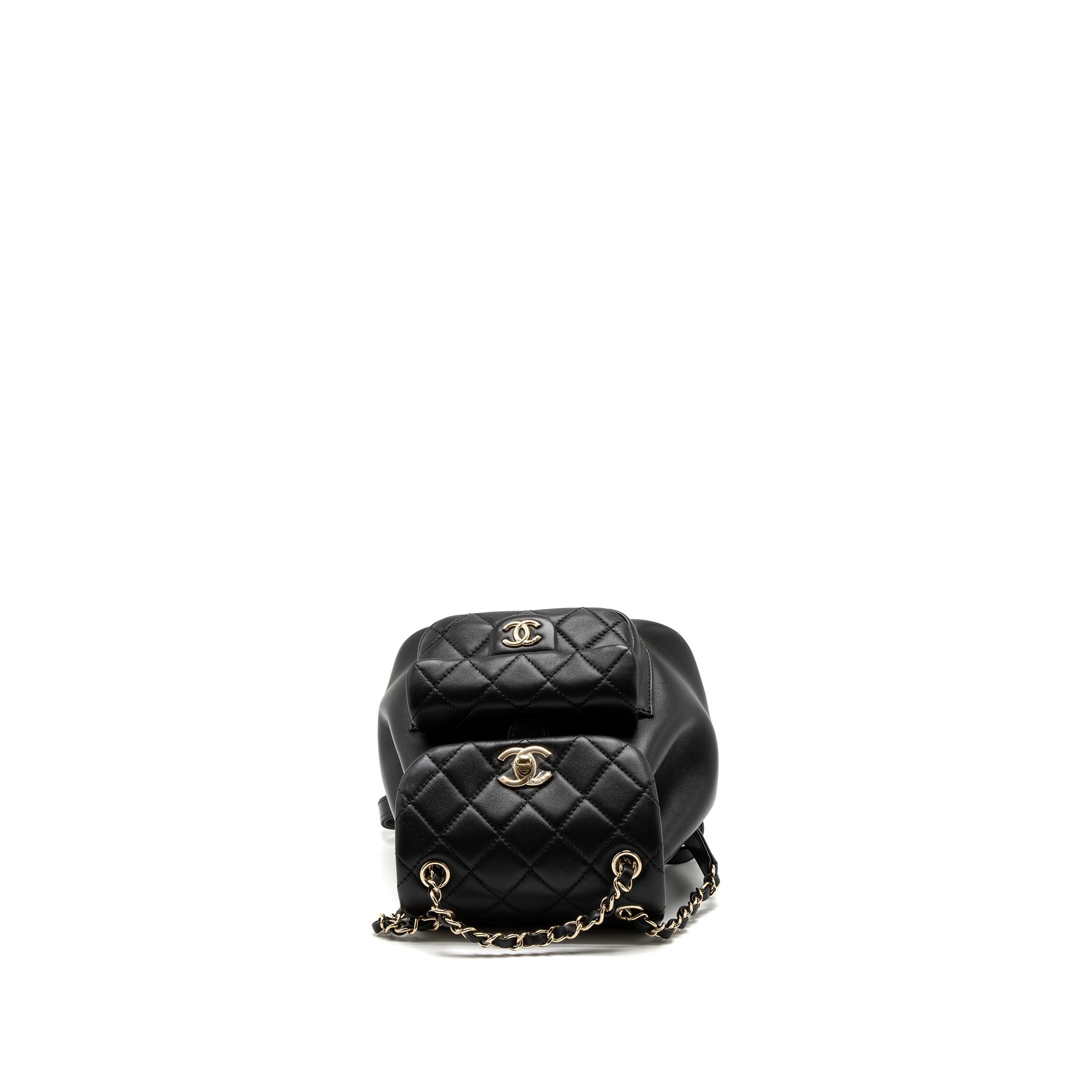 CHANEL MINI DUMA BACKPACK LAMBSKIN BLACK LGHW (MICROCHIP)