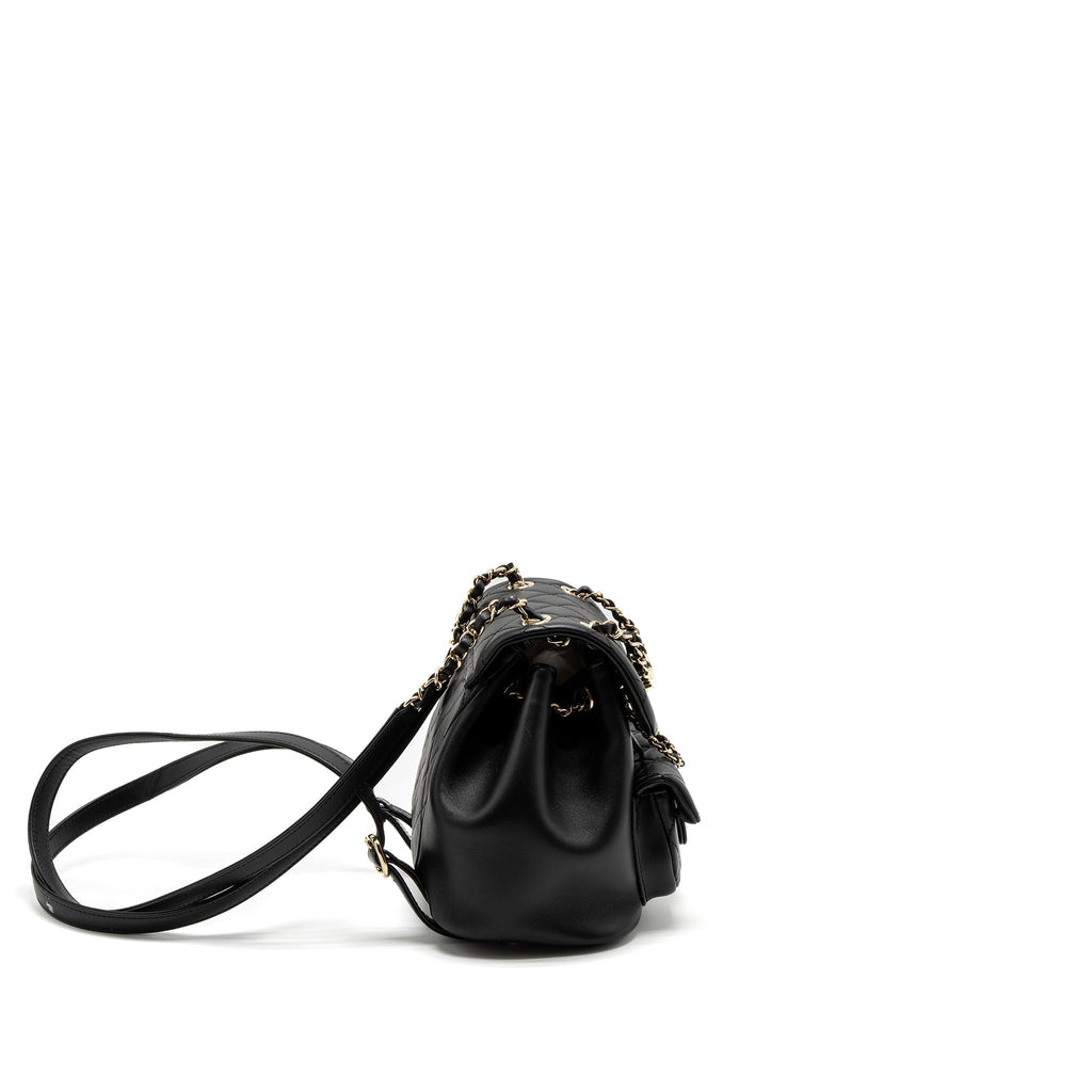 CHANEL MINI DUMA BACKPACK LAMBSKIN BLACK LGHW (MICROCHIP)