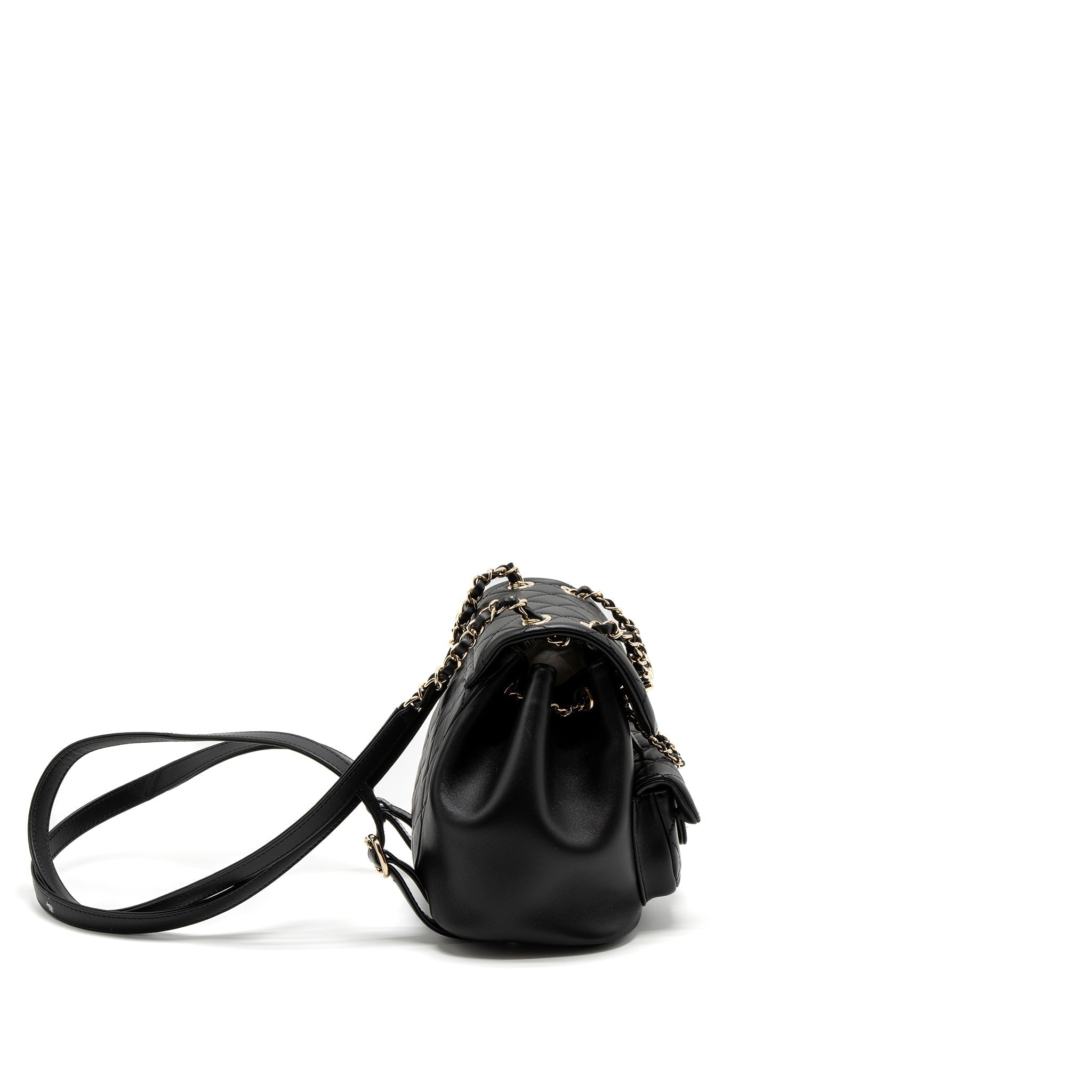 CHANEL MINI DUMA BACKPACK LAMBSKIN BLACK LGHW (MICROCHIP)
