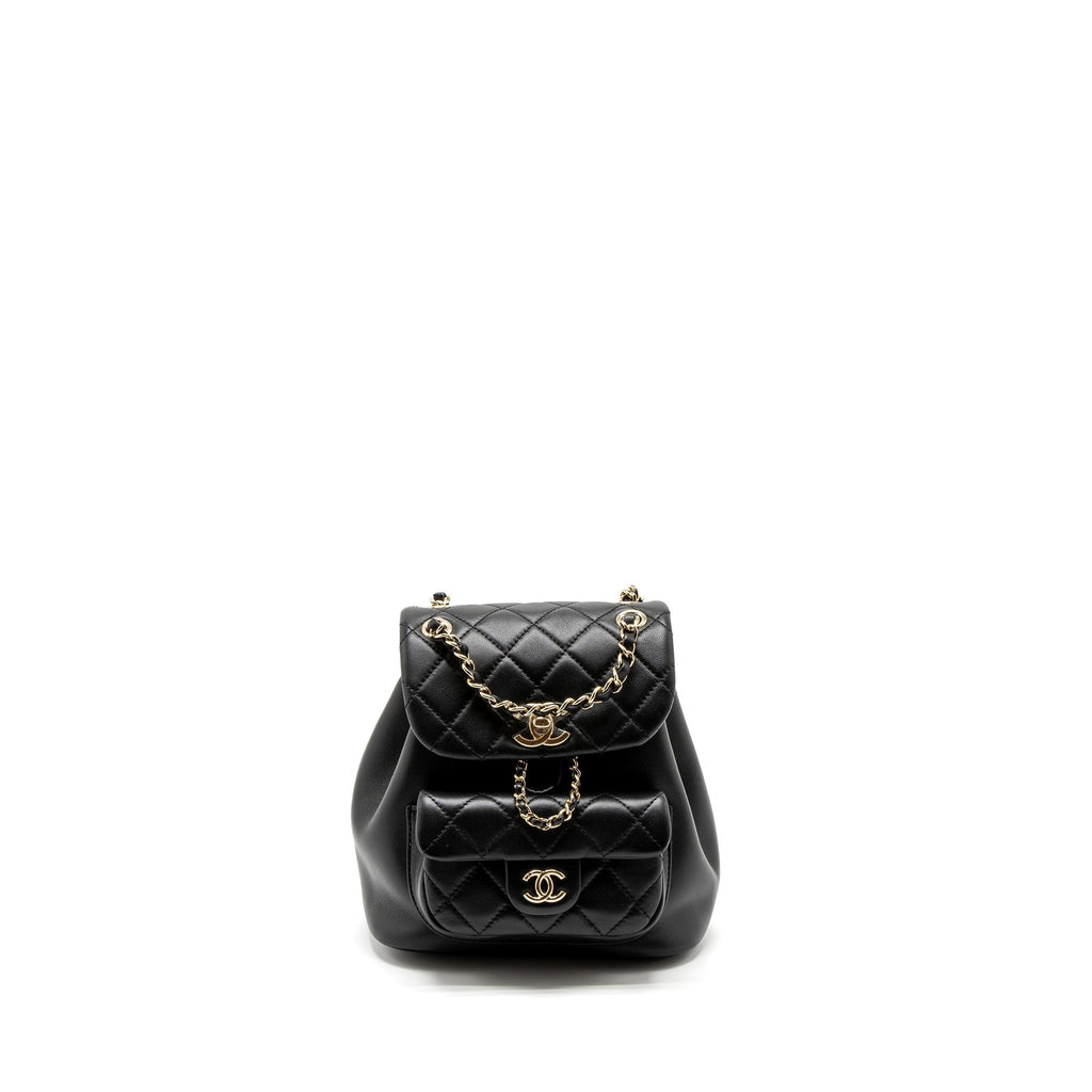 CHANEL MINI DUMA BACKPACK LAMBSKIN BLACK LGHW (MICROCHIP)