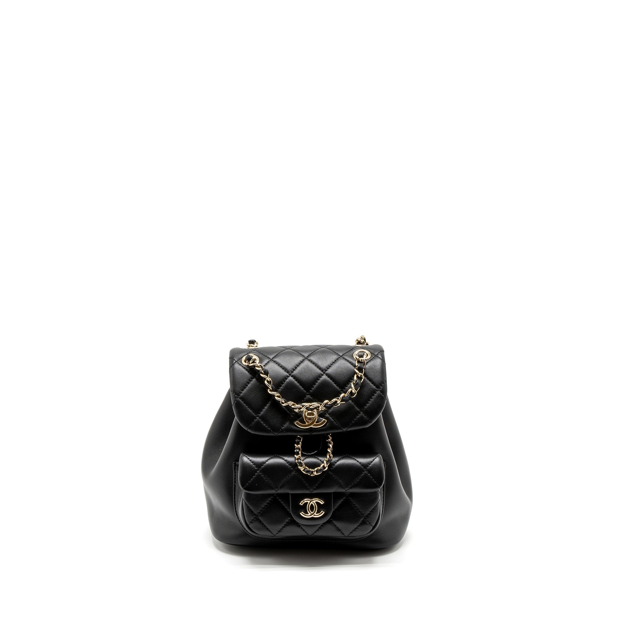 CHANEL MINI DUMA BACKPACK LAMBSKIN BLACK LGHW (MICROCHIP)