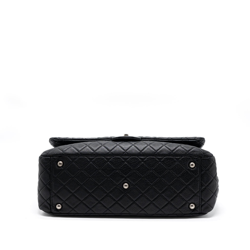 CHANEL XXL CLASSIC TRAVEL FLAP CALFSKIN BLACK RUTHENIUM HARDWARE