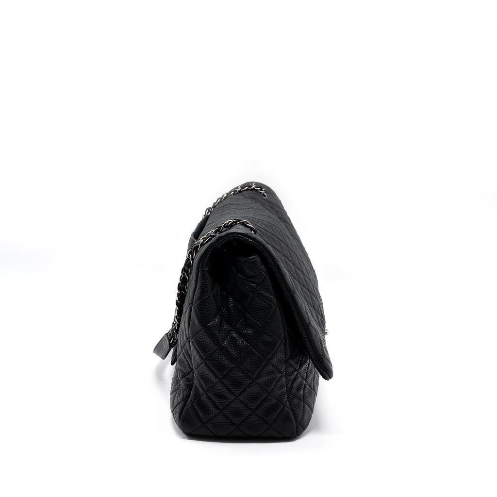 CHANEL XXL CLASSIC TRAVEL FLAP CALFSKIN BLACK RUTHENIUM HARDWARE