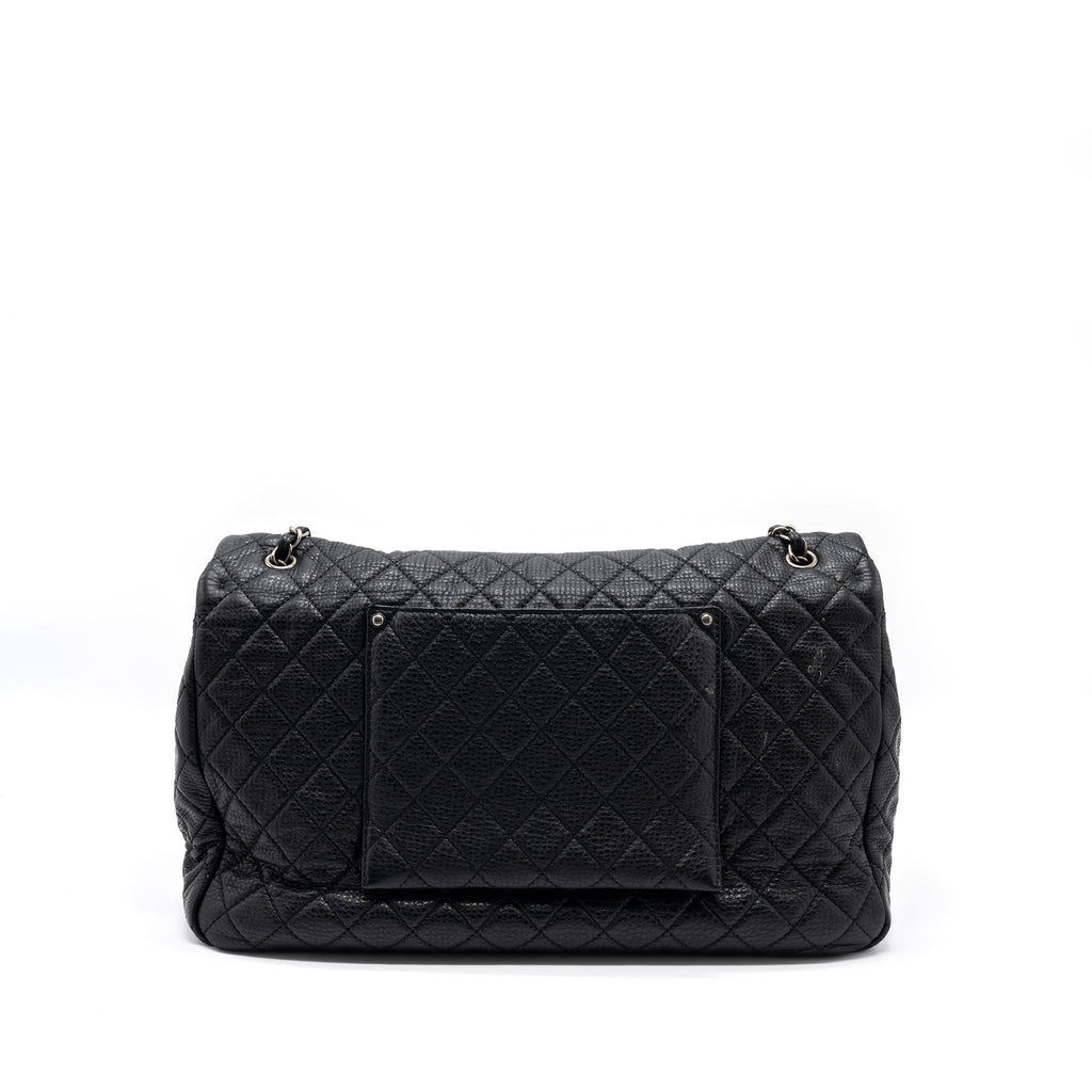 CHANEL XXL CLASSIC TRAVEL FLAP CALFSKIN BLACK RUTHENIUM HARDWARE