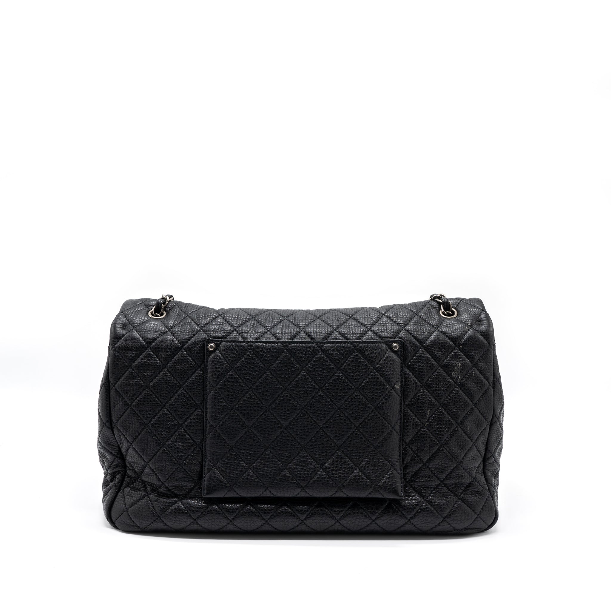 CHANEL XXL CLASSIC TRAVEL FLAP CALFSKIN BLACK RUTHENIUM HARDWARE