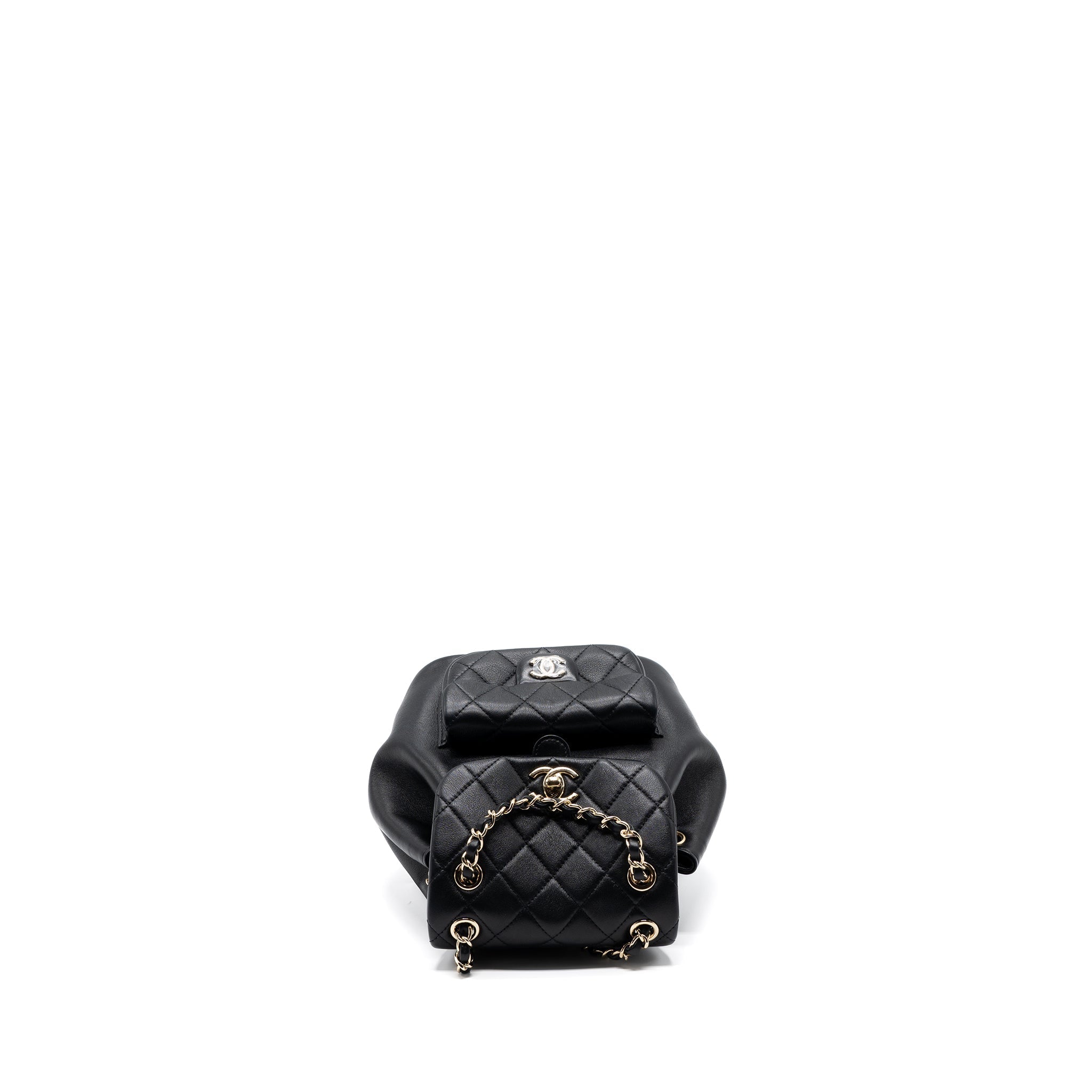 CHANEL MINI DUMA BACKPACK LAMBSKIN BLACK LGHW (MICROCHIP)