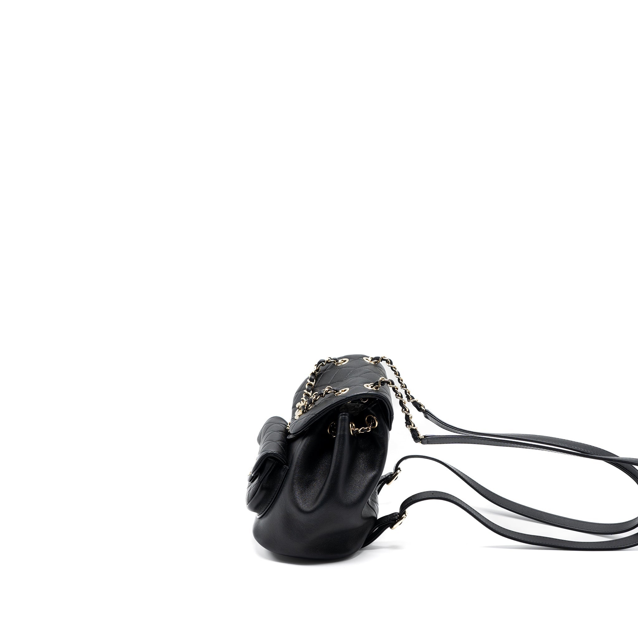 CHANEL MINI DUMA BACKPACK LAMBSKIN BLACK LGHW (MICROCHIP)