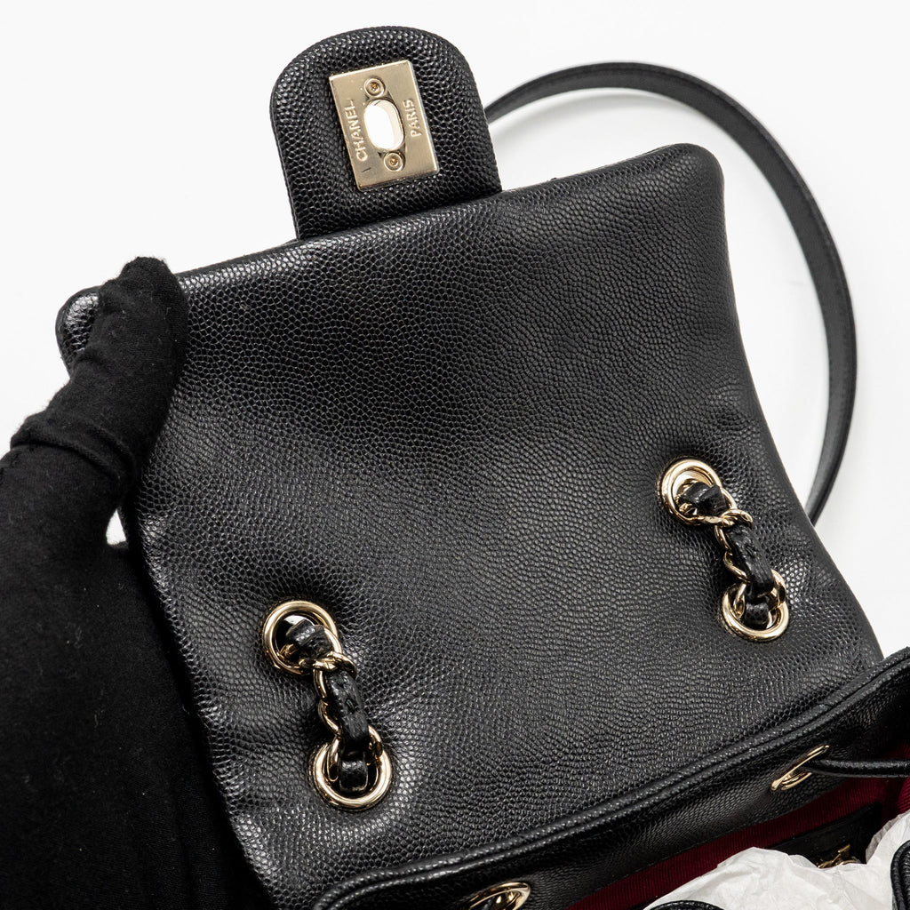 CHANEL QUILTED MINI BACKPACK CAVIAR BLACK LGHW (MICROCHIP)