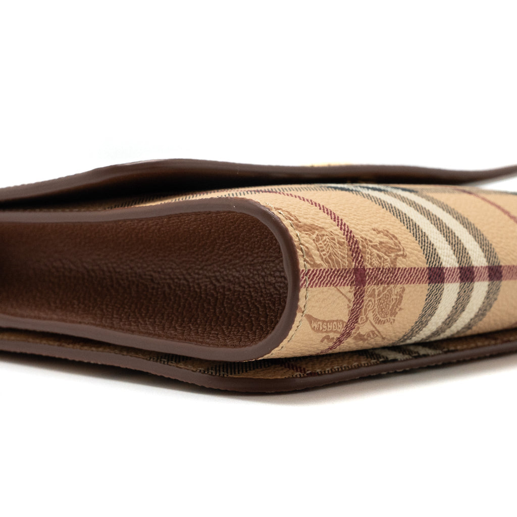 BURBERRY FLAP MESSENGER CROSSBODY BAG CALFSKIN BROWN/MULTICOLOUR GHW