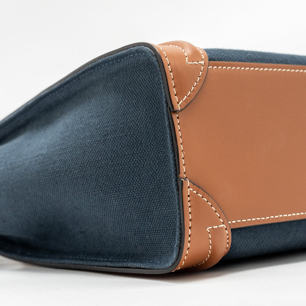 CELINE NANO LUGGAGE BAG CALFSKIN/DENIM TAN/NAVY GHW