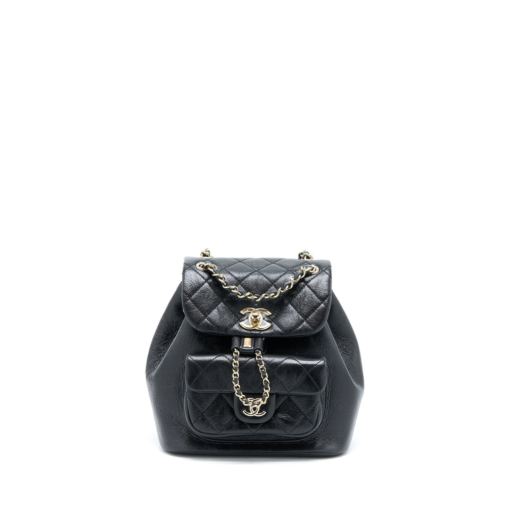 CHANEL 22C MINI DUMA BACKPACK AGED CALFSKIN BLACK LGHW (MICROCHIP)